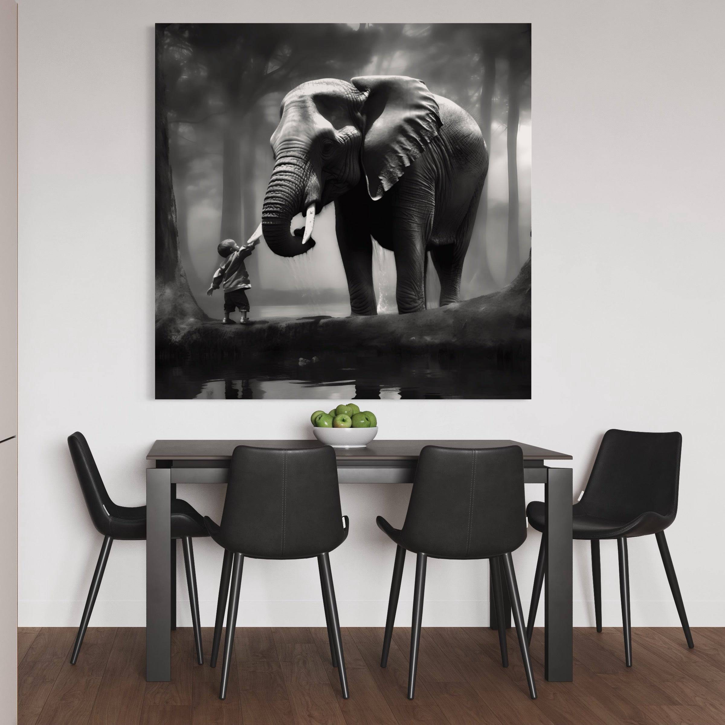 Tableau Noir et Blanc - Elephant - Deco - Moderne - Fabulartz.fr 