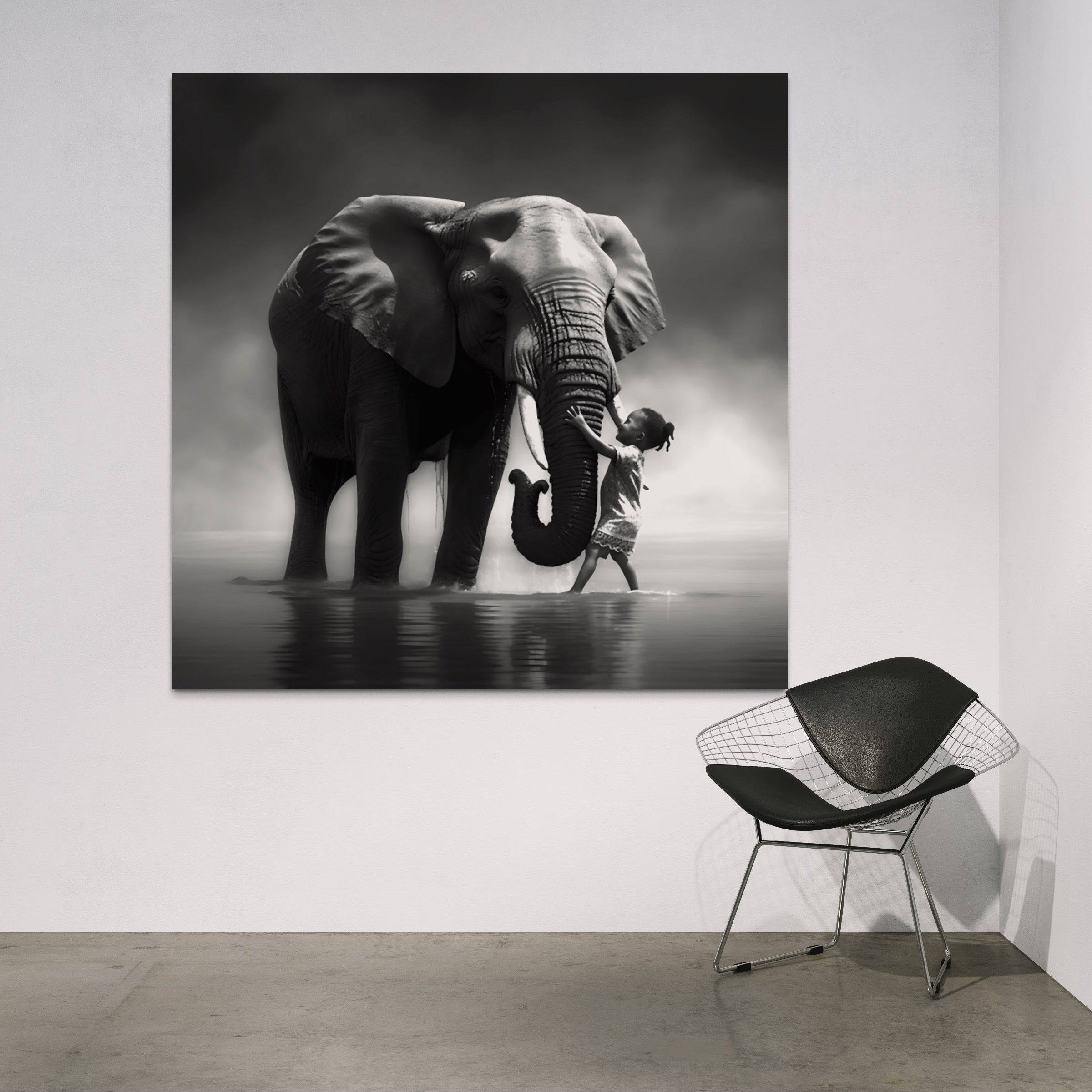 Tableau Noir et Blanc - Elephant - Deco - Mural - Fabulartz.fr 