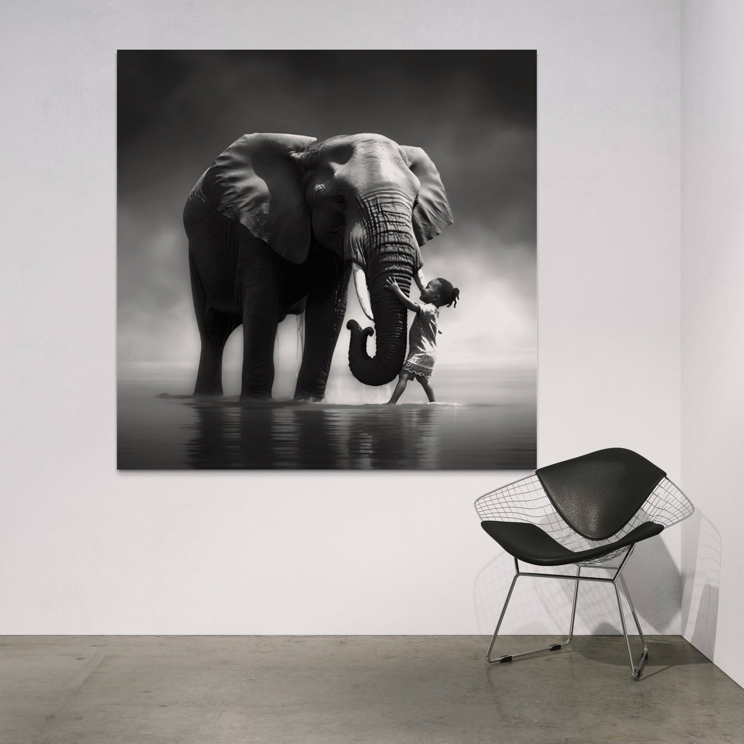 Tableau Noir et Blanc - Elephant - Deco - Mural - Fabulartz.fr