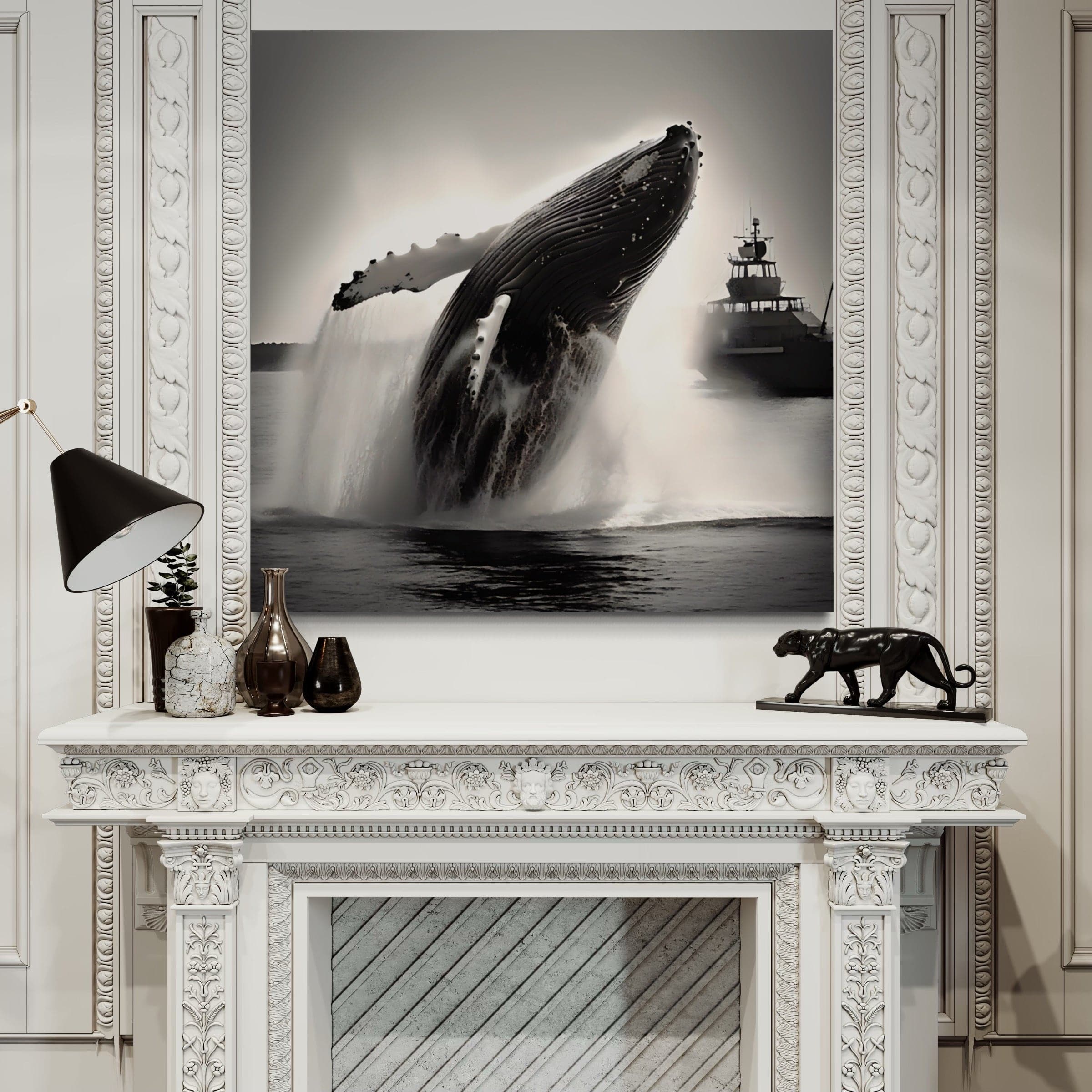 Tableau Noir et Blanc - La Baleine - Cadre Déco - Fabulartz.fr
