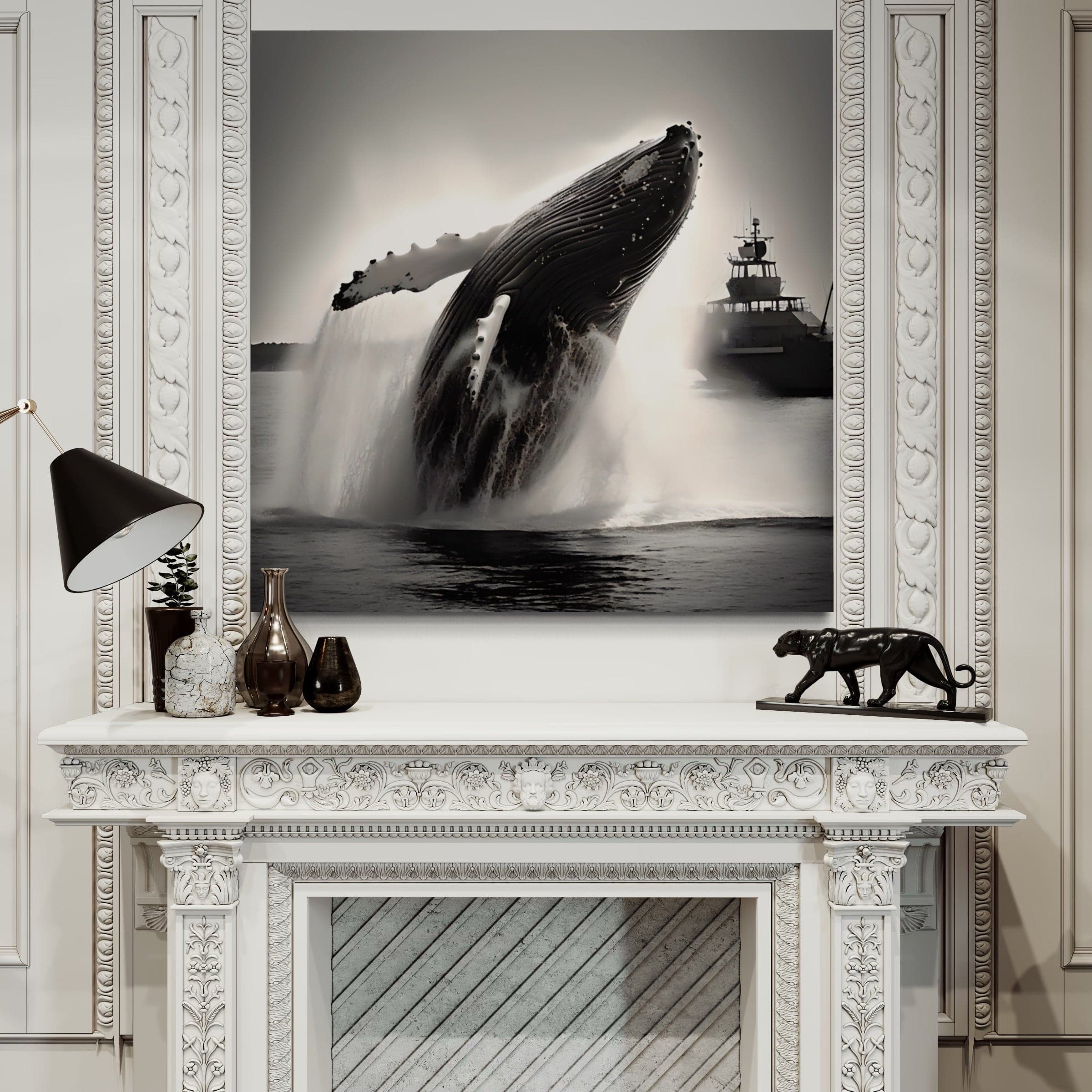 Tableau Noir et Blanc - La Baleine - Cadre Déco - Fabulartz.fr 