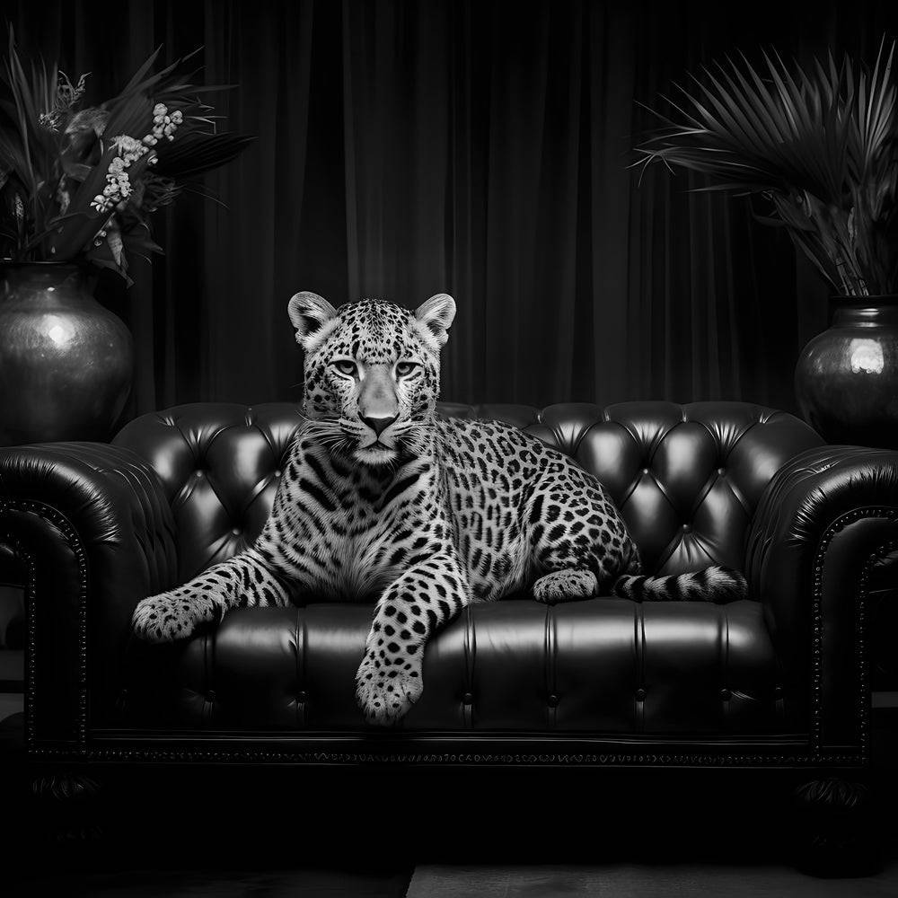 Tableau Noir et Blanc - La Retraite du Léopard - Deco - Fabulartz.fr