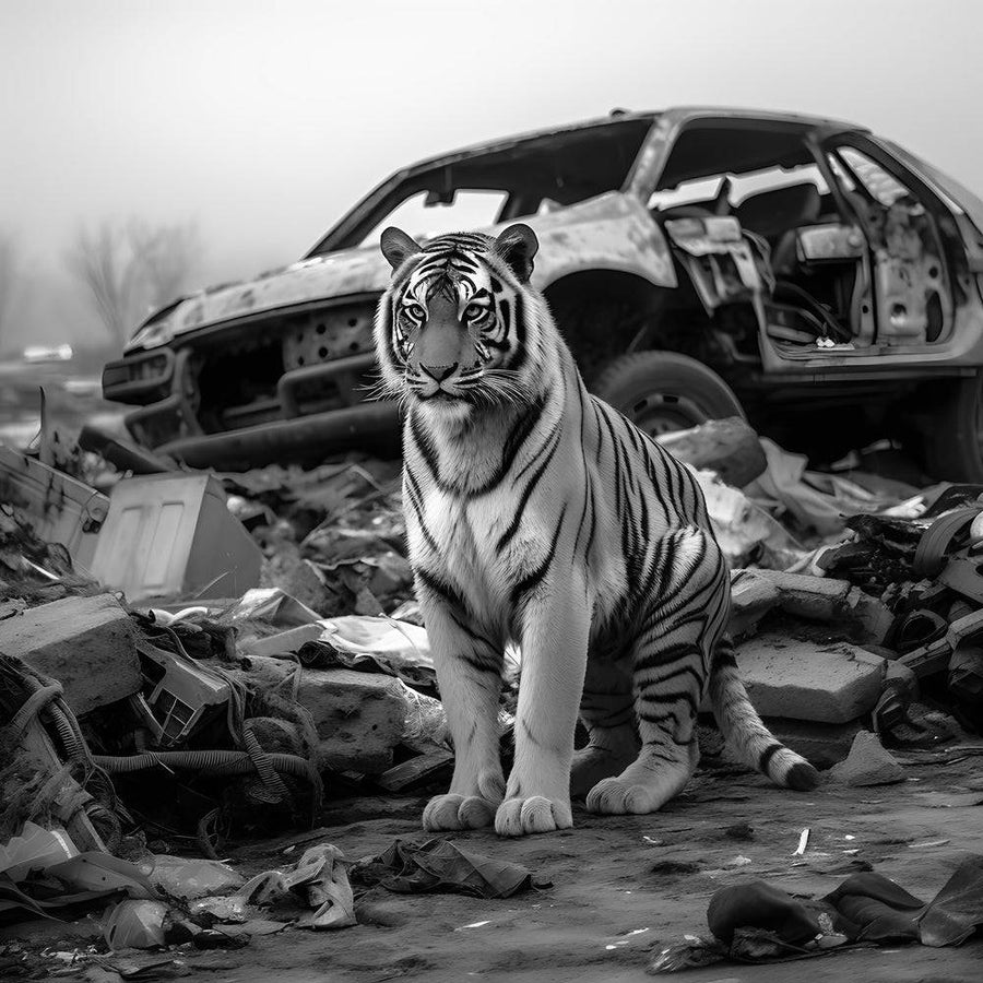 Black and white painting - Le Tigre - Cadre Deco