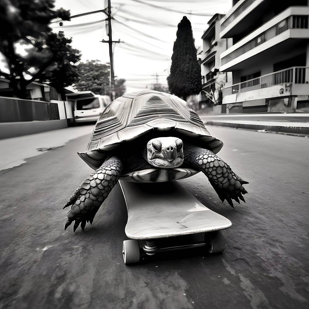 Tableau Noir et Blanc - Le Voyage de la Tortue - Deco - Fabulartz.fr