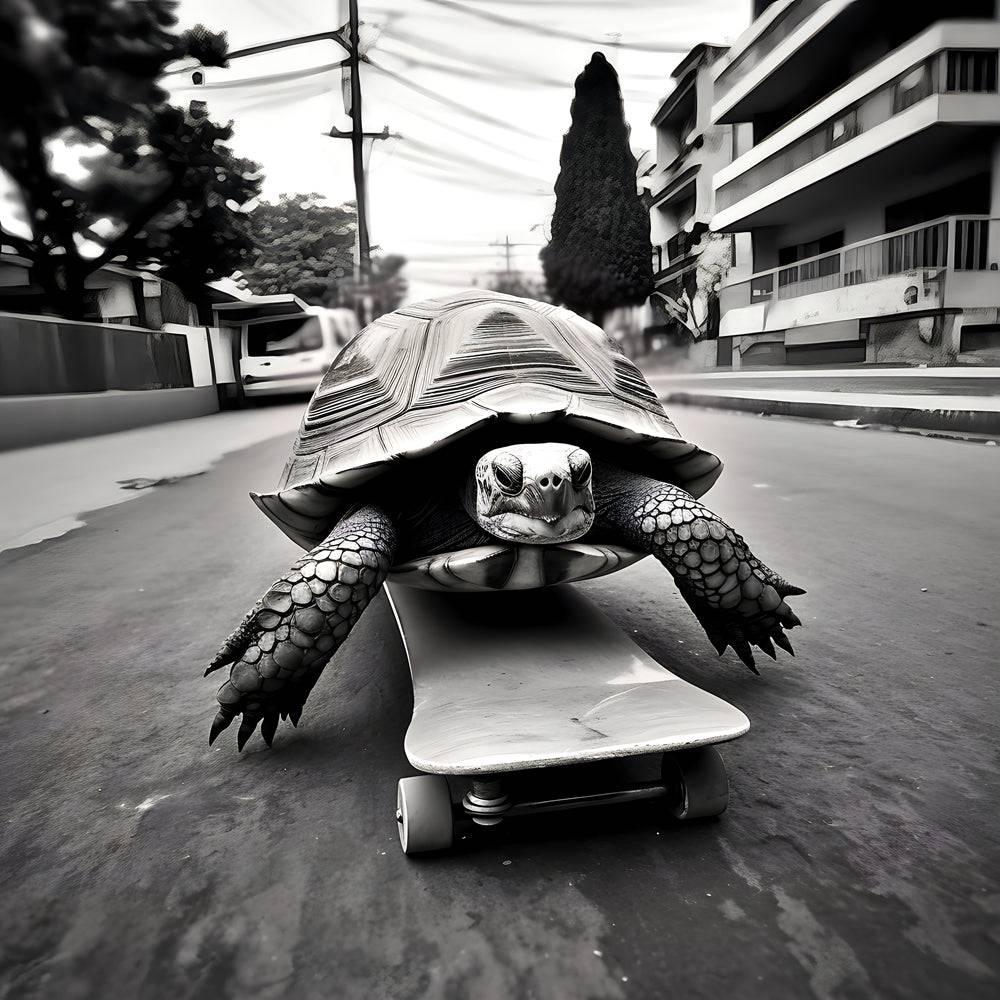 Tableau Noir et Blanc - Le Voyage de la Tortue - Deco - Fabulartz.fr 