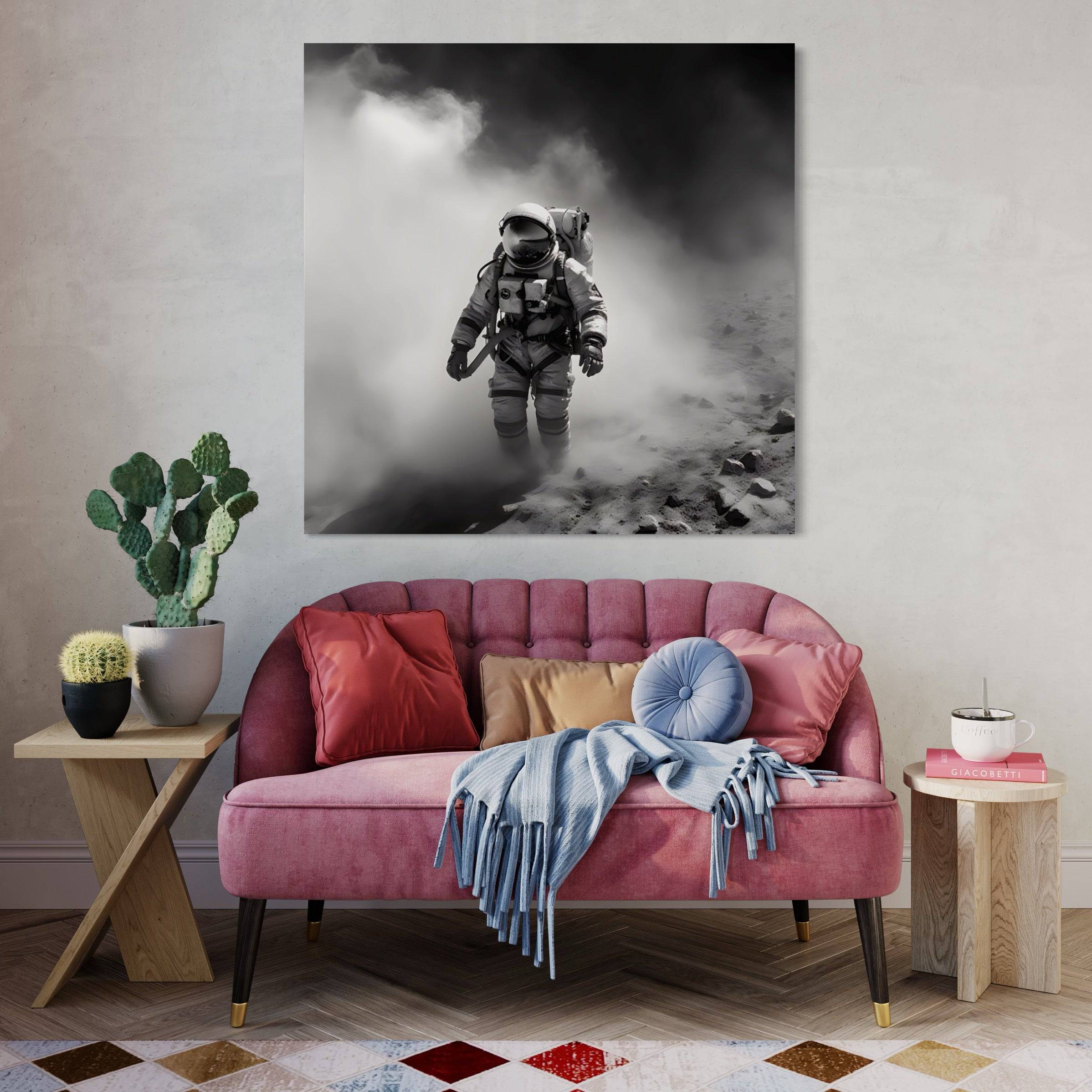 Tableau Noir et Blanc -  Moderne - Astronaute sur la Lune - Fabulartz.fr 