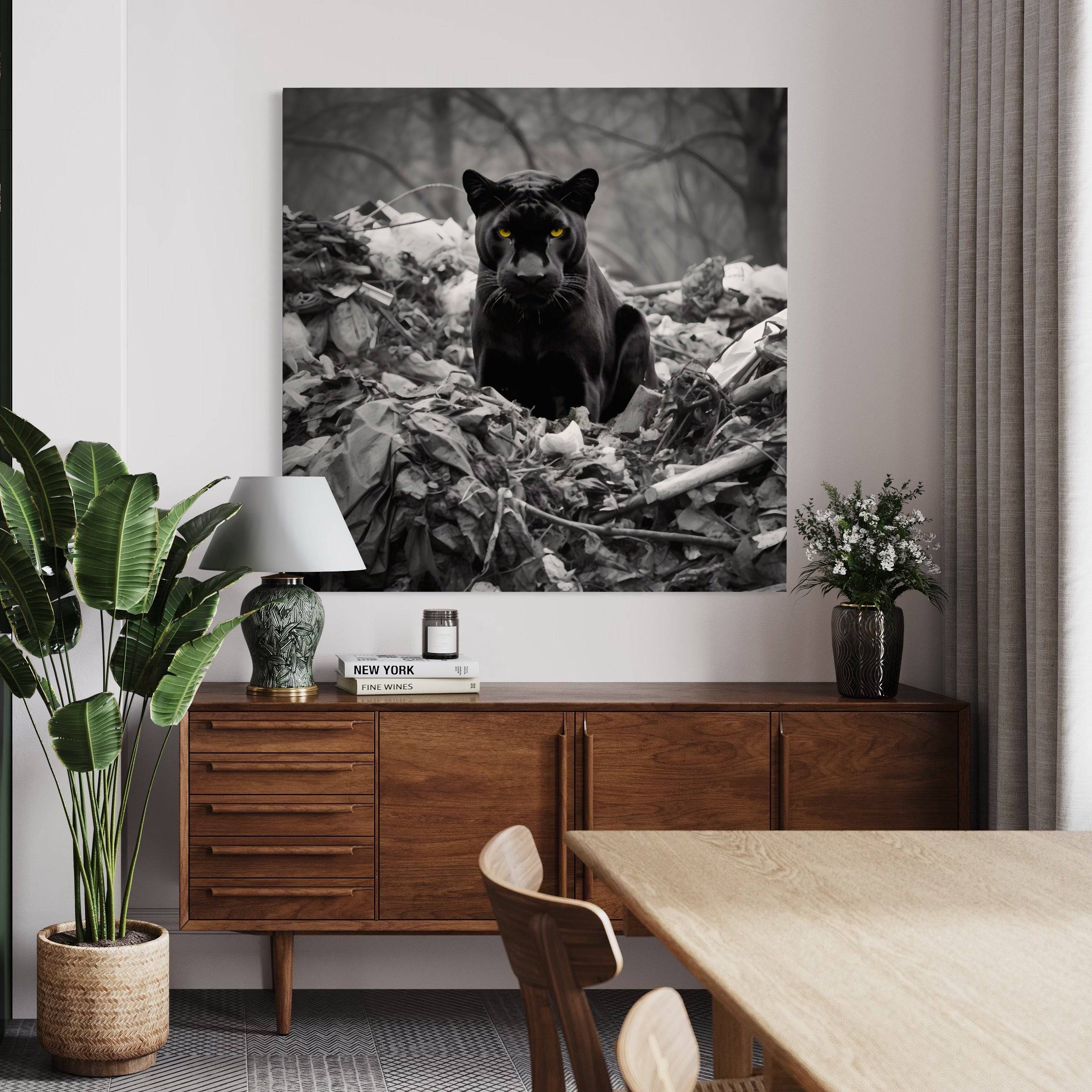 Tableau Noir et Blanc - Panthère Noire - Décoration moderne - Fabulartz.fr