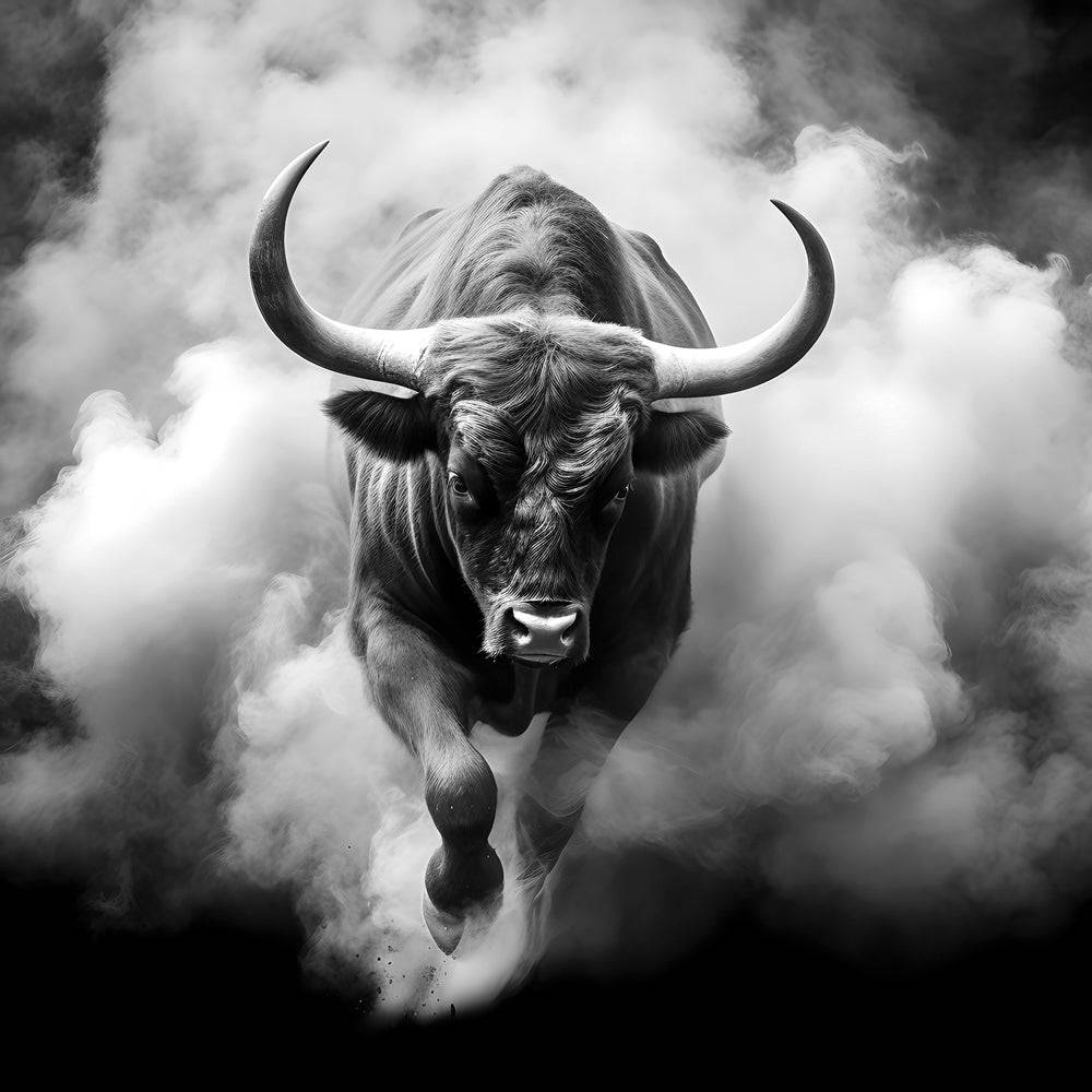 Tableau Noir et Blanc - Taureau en Mouvement - Cadre Déco - Fabulartz.fr
