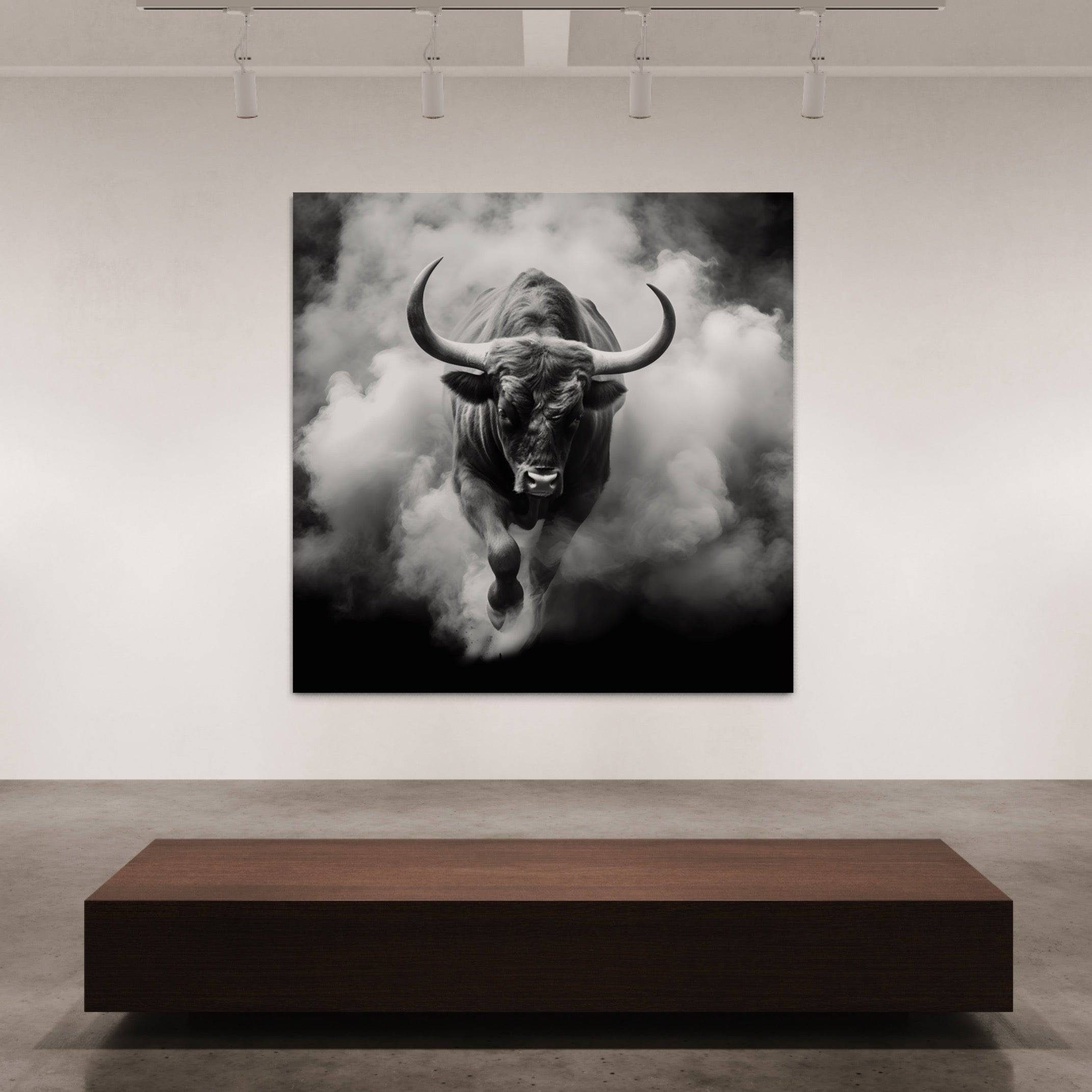Tableau Noir et Blanc - Taureau en Mouvement - Cadre Déco - Fabulartz.fr