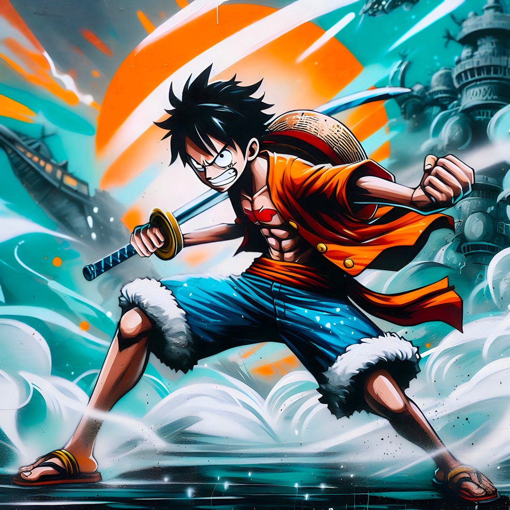 Tableau One Piece - Luffy Action - Décoration Murale Dynamique - Fabulartz.fr