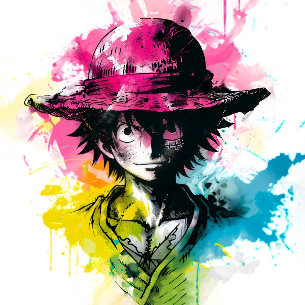 Tableau One Piece - Luffy Aquarelle - Décoration Murale Colorée - Fabulartz.fr
