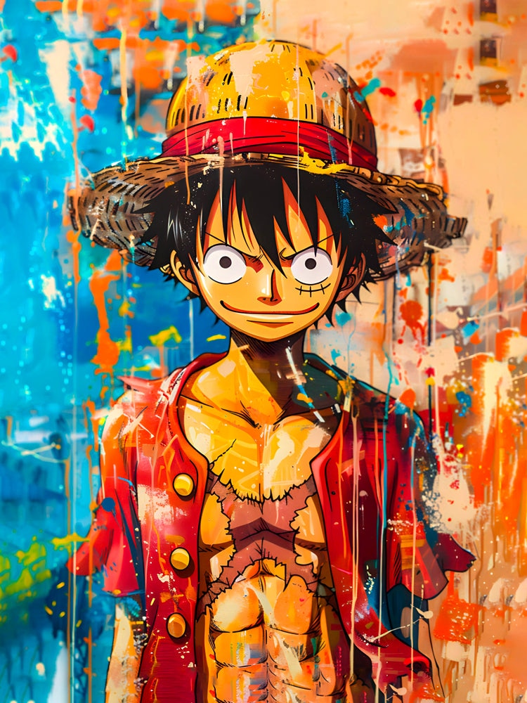 Tableau One Piece - Luffy Coloré - Décoration Murale Créative - Fabulartz.fr