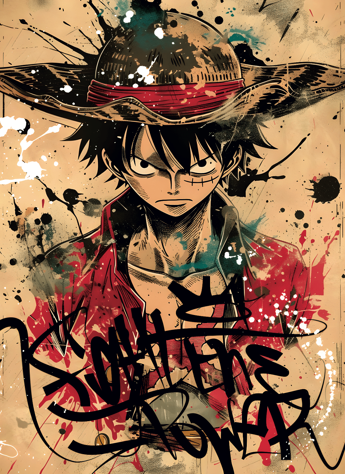 Tableau One Piece - Luffy Rebelle Graffiti – Décoration Murale Intérieure - Fabulartz.fr