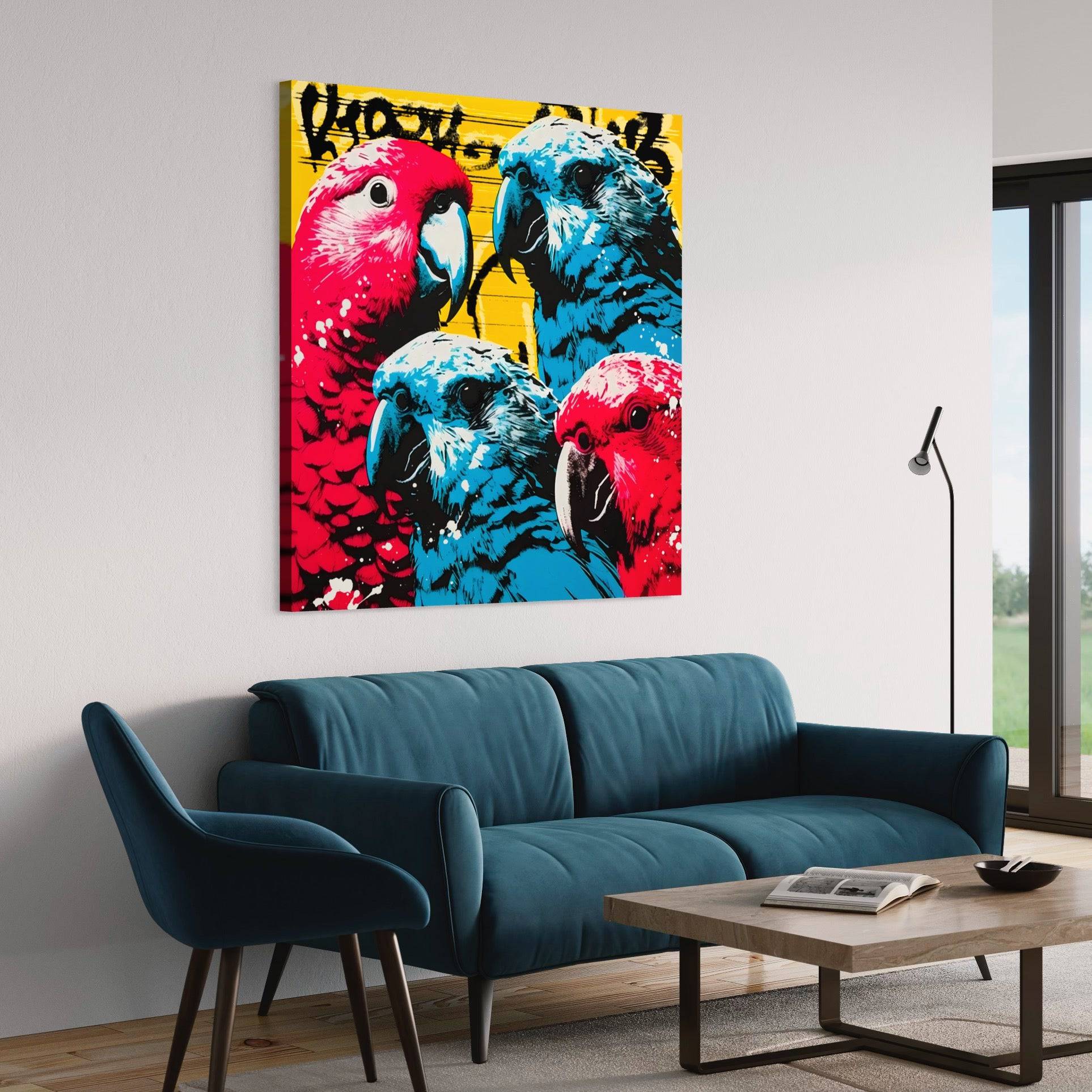 Tableau Perroquets Coloré - Cadre déco - Design - Moderne - Fabulartz.fr
