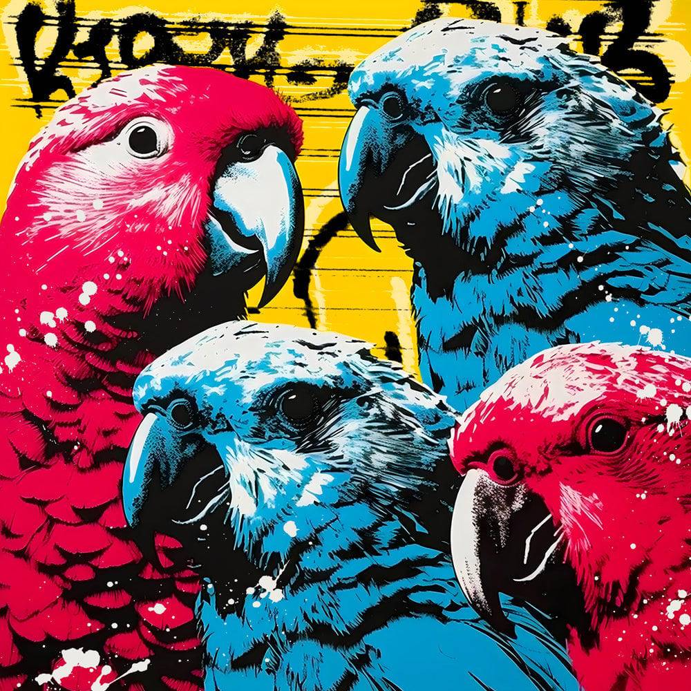 Tableau Perroquets Coloré - Cadre déco - Design - Moderne - Fabulartz.fr
