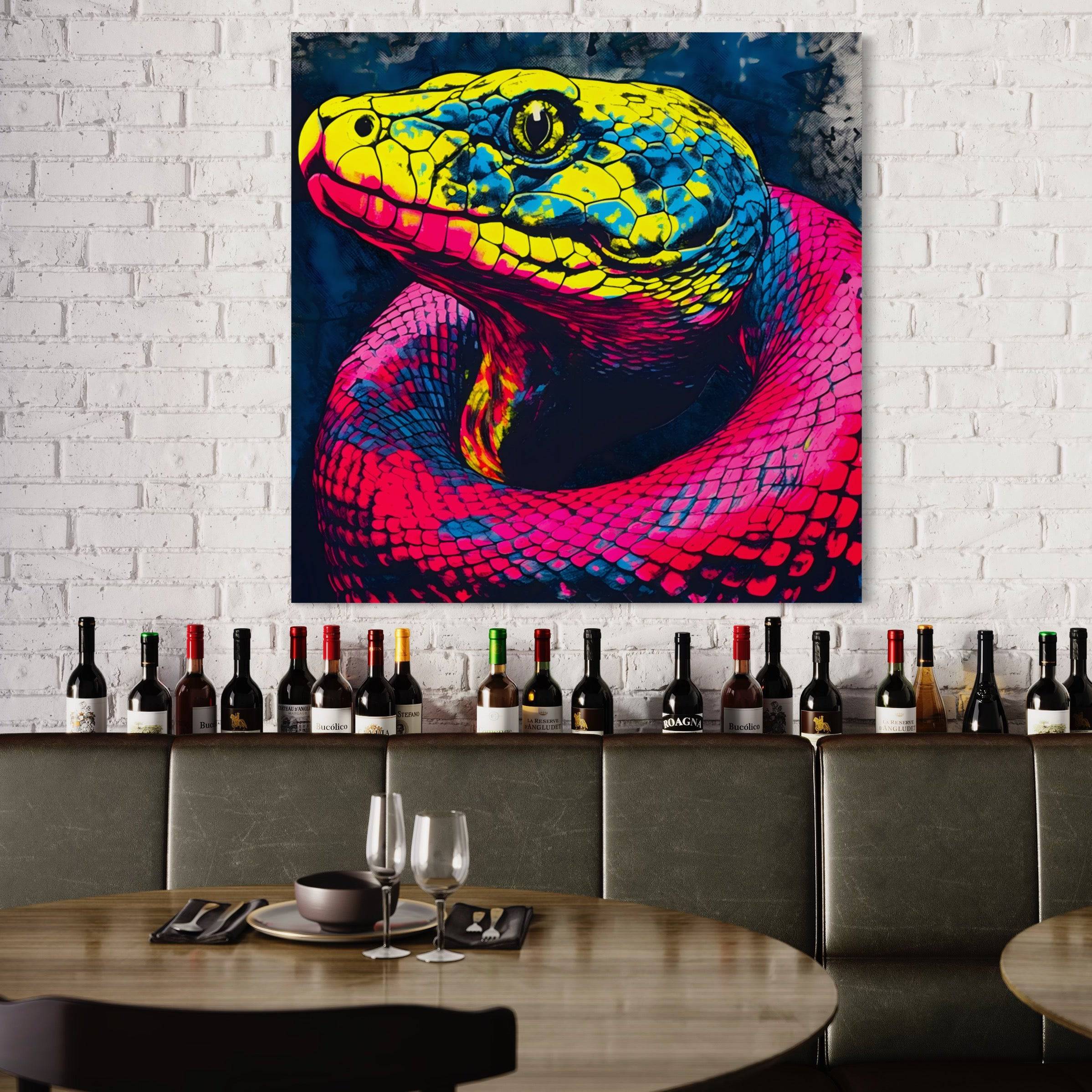 Tableau Serpent en Couleurs Vives - Art Pop - Cadre déco - Fabulartz.fr
