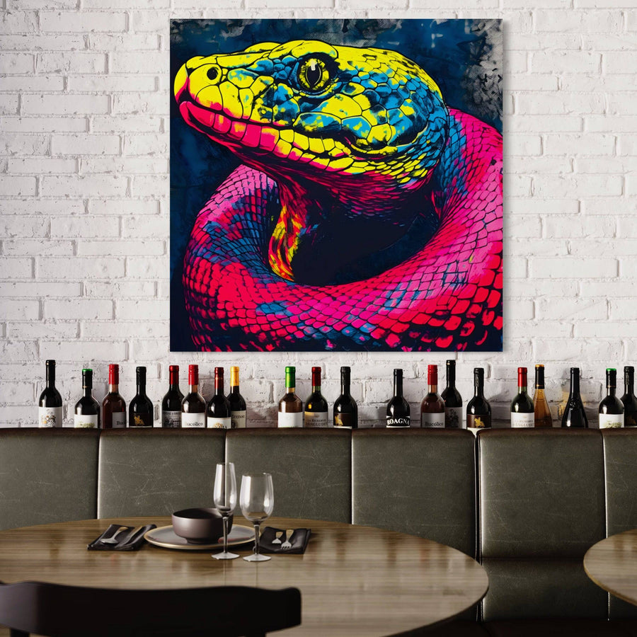 Painting Pop Art Serpent Couleurs Vives - Modern Deco Frame