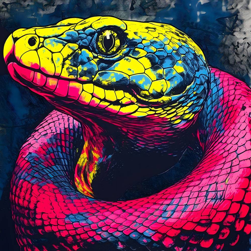 Tableau Serpent en Couleurs Vives - Art Pop - Cadre déco - Fabulartz.fr 