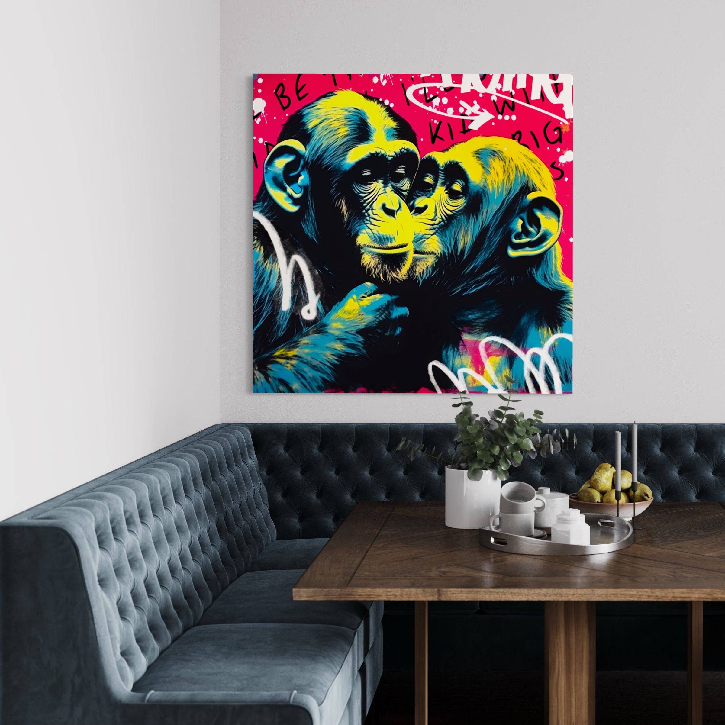 Tableau Singe - Amour Graffiti - Décoratif - Moderne - Design - Fabulartz.fr