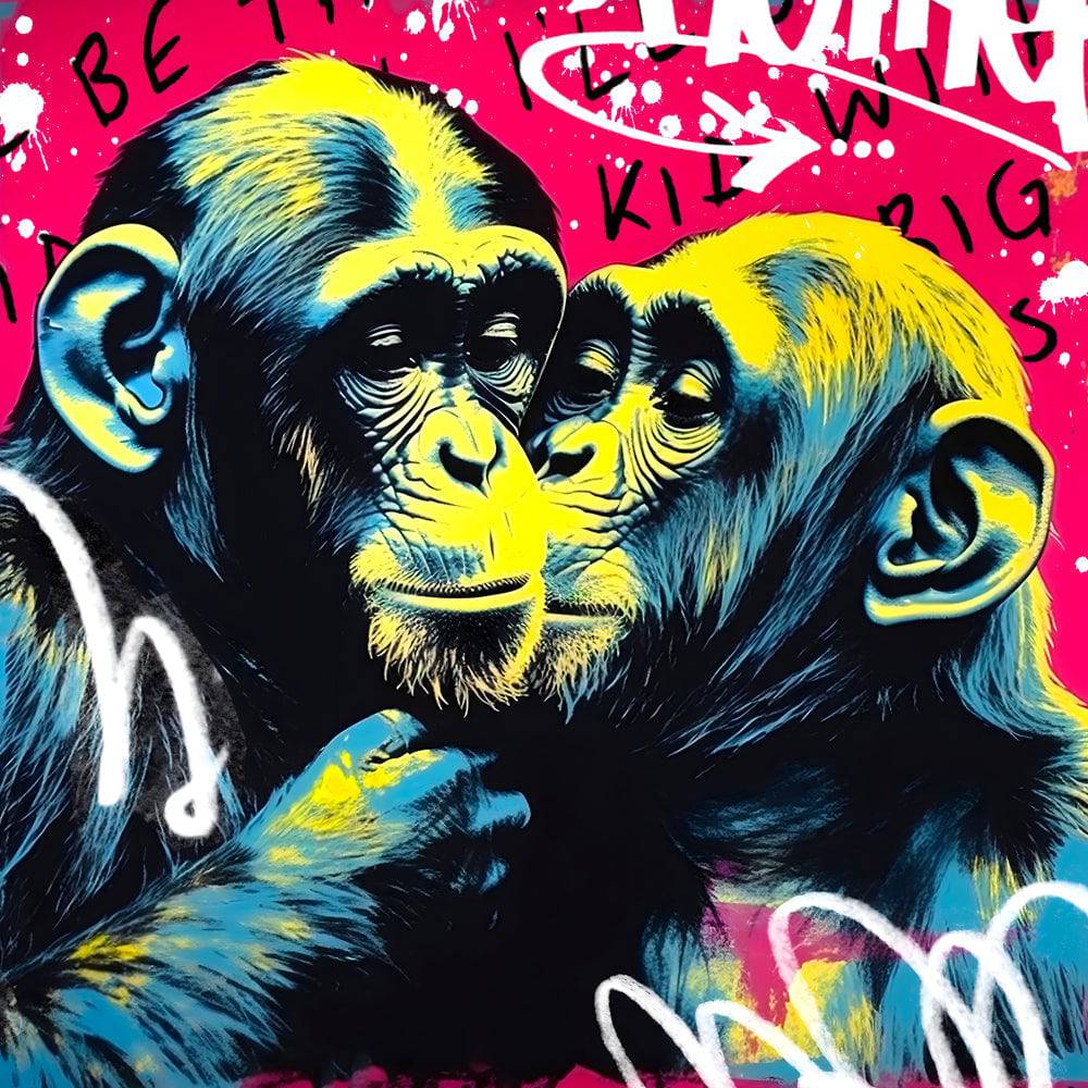 Tableau Singe - Amour Graffiti - Décoratif - Moderne - Design - Fabulartz.fr
