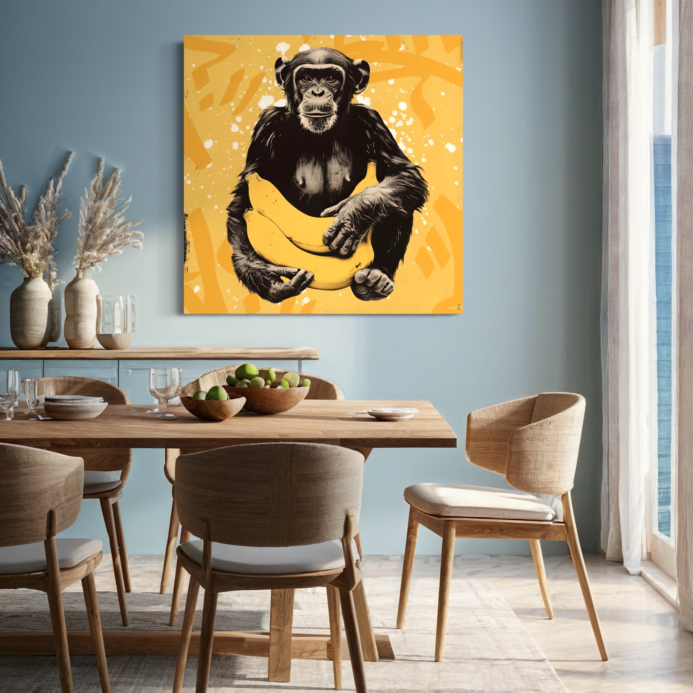 Tableau Singe avec Banane – Déco Murale Colorée - Fabulartz.fr