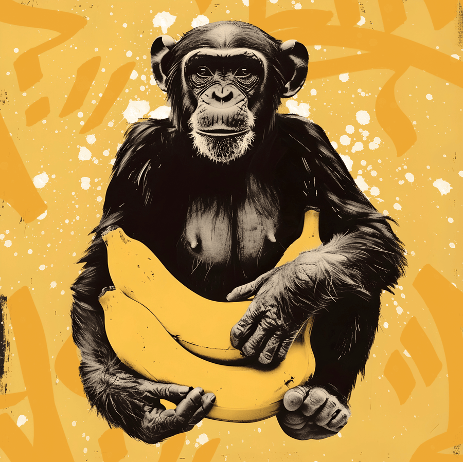 Monkey with banana - Colorful wall decor