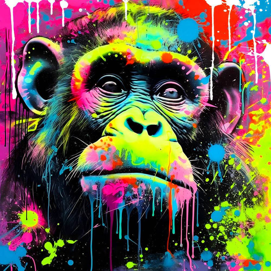 Pittura Scimmia Pop Art - Cadre Déco Moderne Coloré