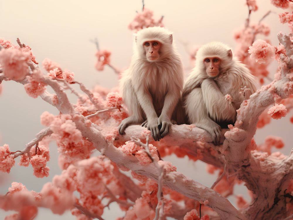 Tableau Singe dans un Cerisier - Déco Murale Zen - Fabulartz.fr