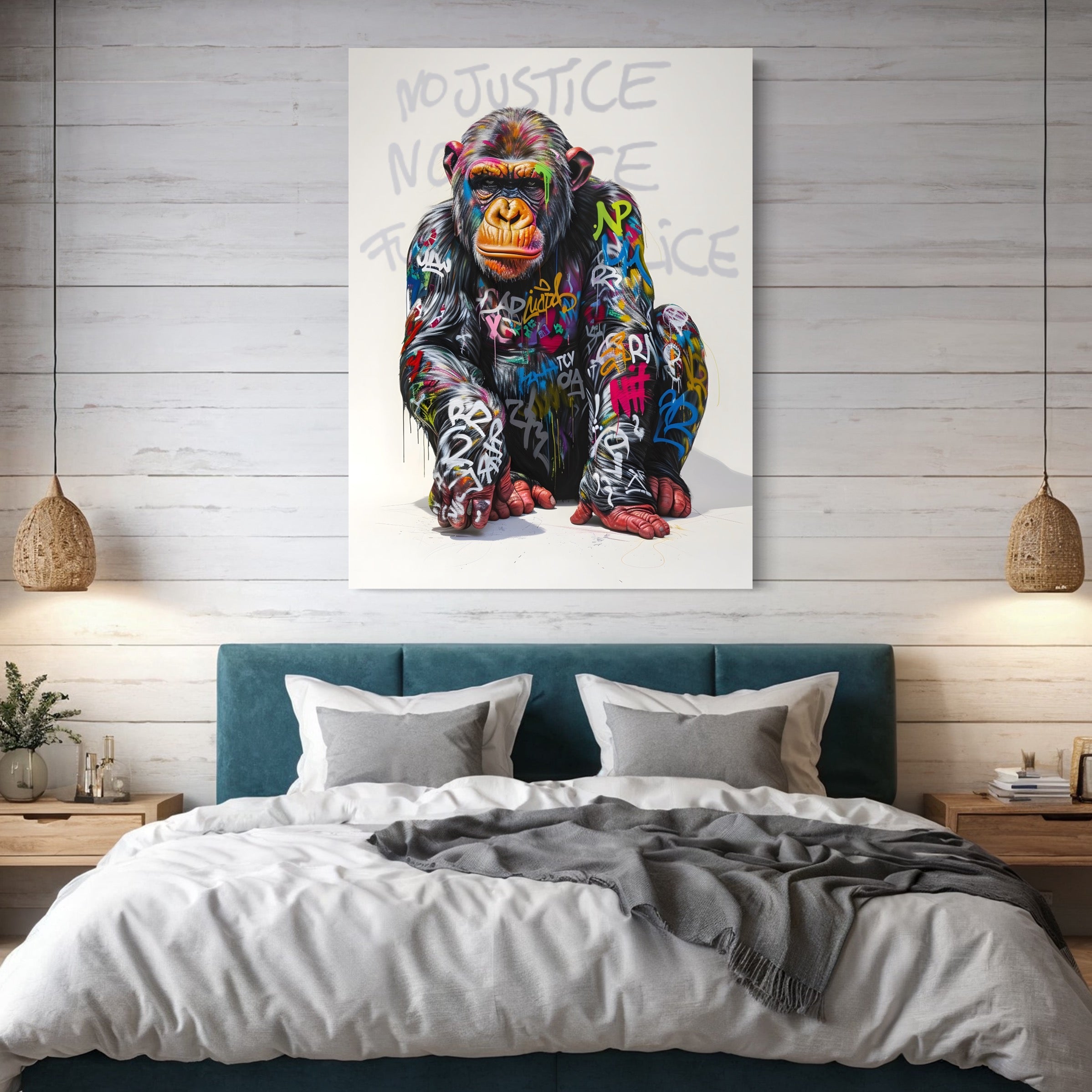 Tableau Singe Engagé – Art Mural Street Art pour Déco Murale - Fabulartz.fr