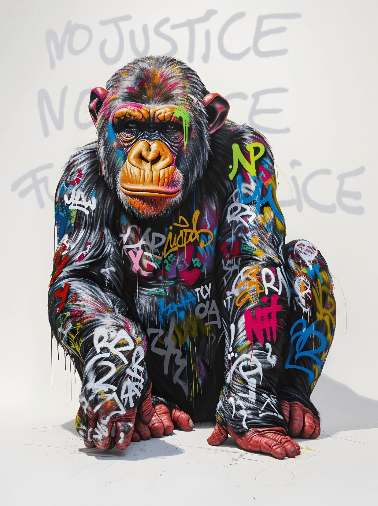 Tableau Singe Engagé – Art Mural Street Art pour Déco Murale - Fabulartz.fr