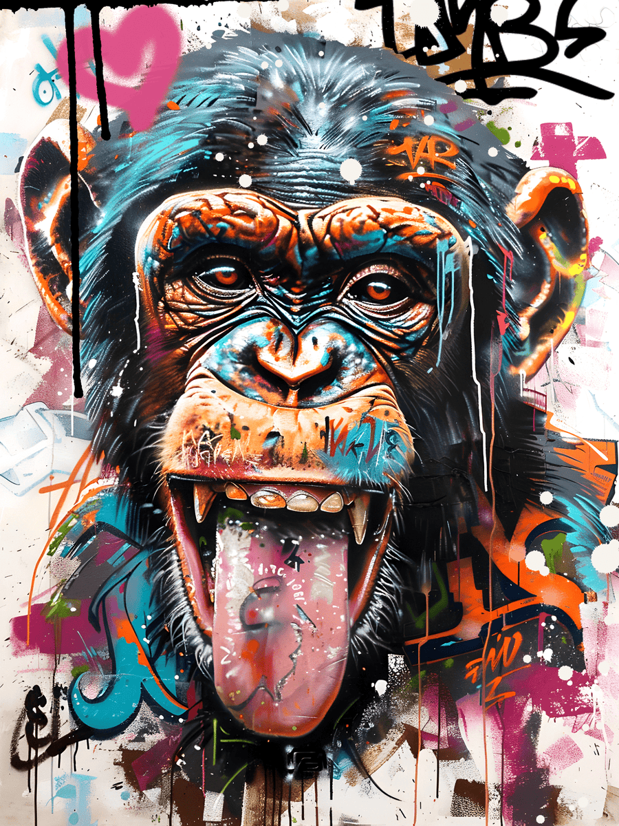 Tableau Singe Expressif - Cadre Mural Vivant et Coloré