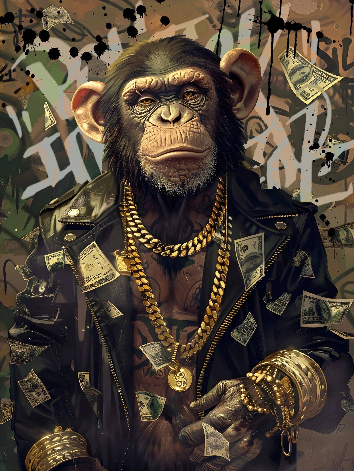 Tableau Singe Gangster – Art Mural Luxueux pour un Intérieur Moderne - Fabulartz.fr