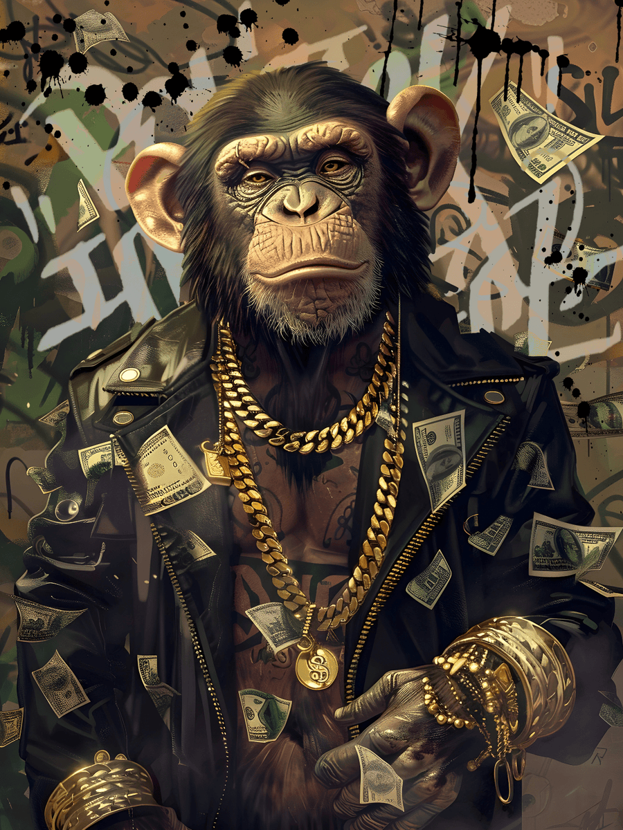 Painting Gangster Monkey - Luxurious and Modern Wall Frame