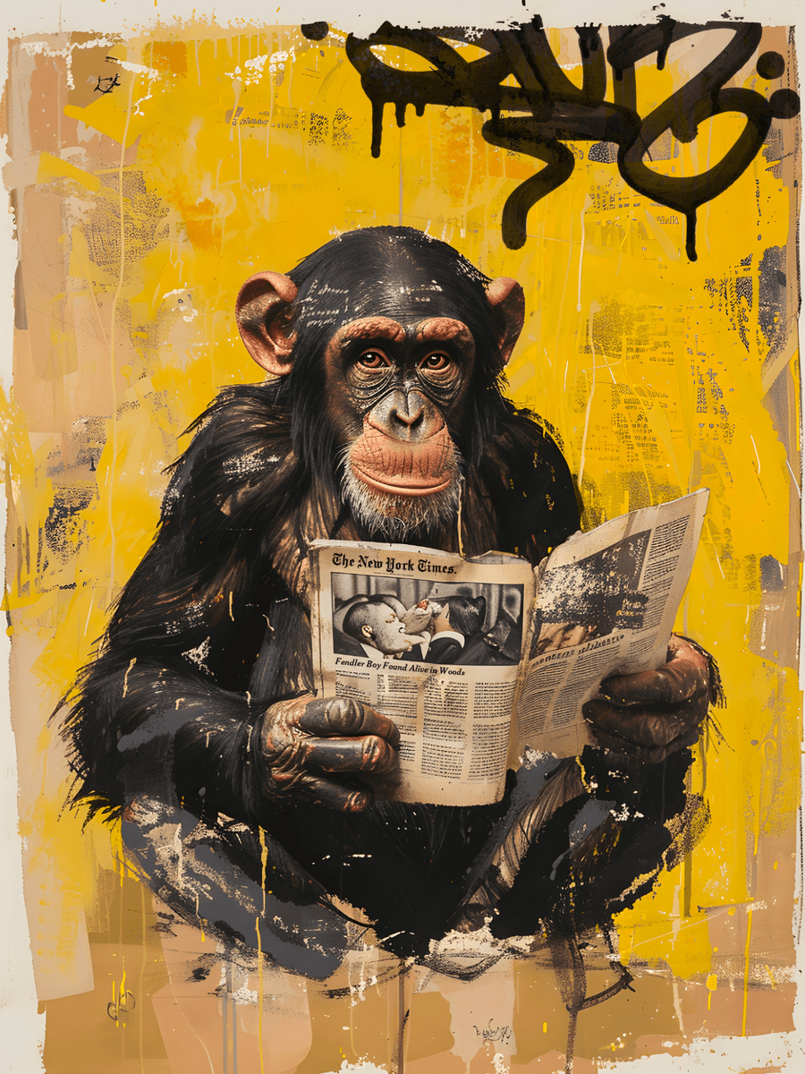 Monkey Reader - Original wall decoration