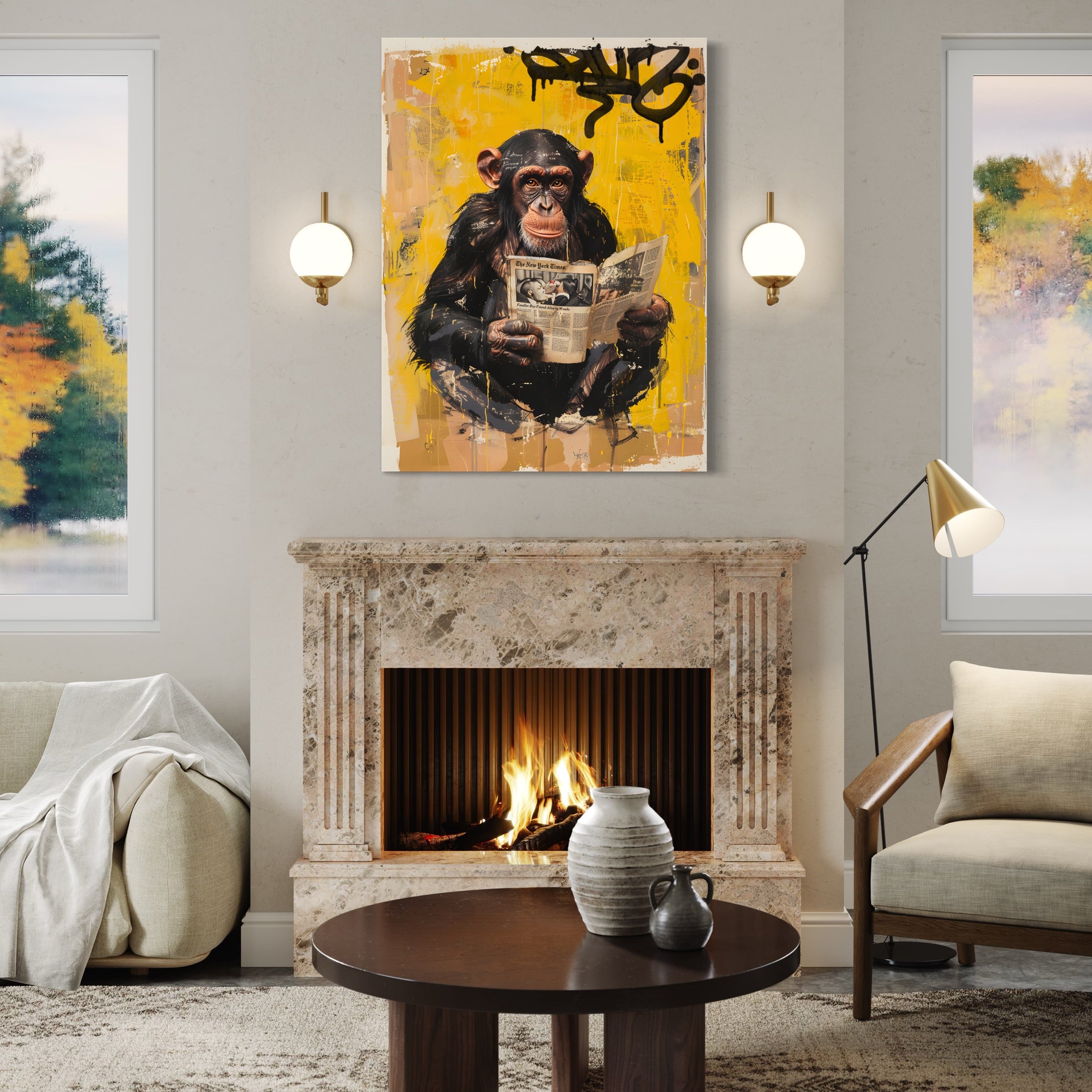 Tableau Singe Lecteur – Toile Décorative Originale pour Intérieur - Fabulartz.fr