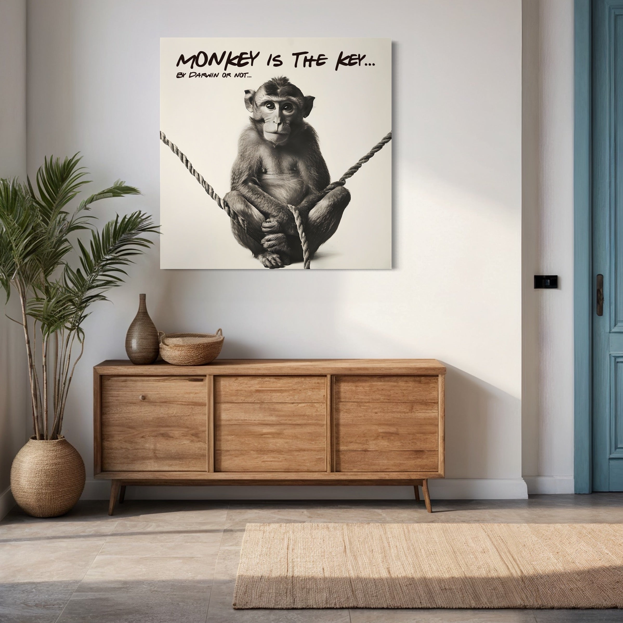 Tableau Singe Pensif – Art Mural Conceptuel pour Décoration Intérieure - Fabulartz.fr