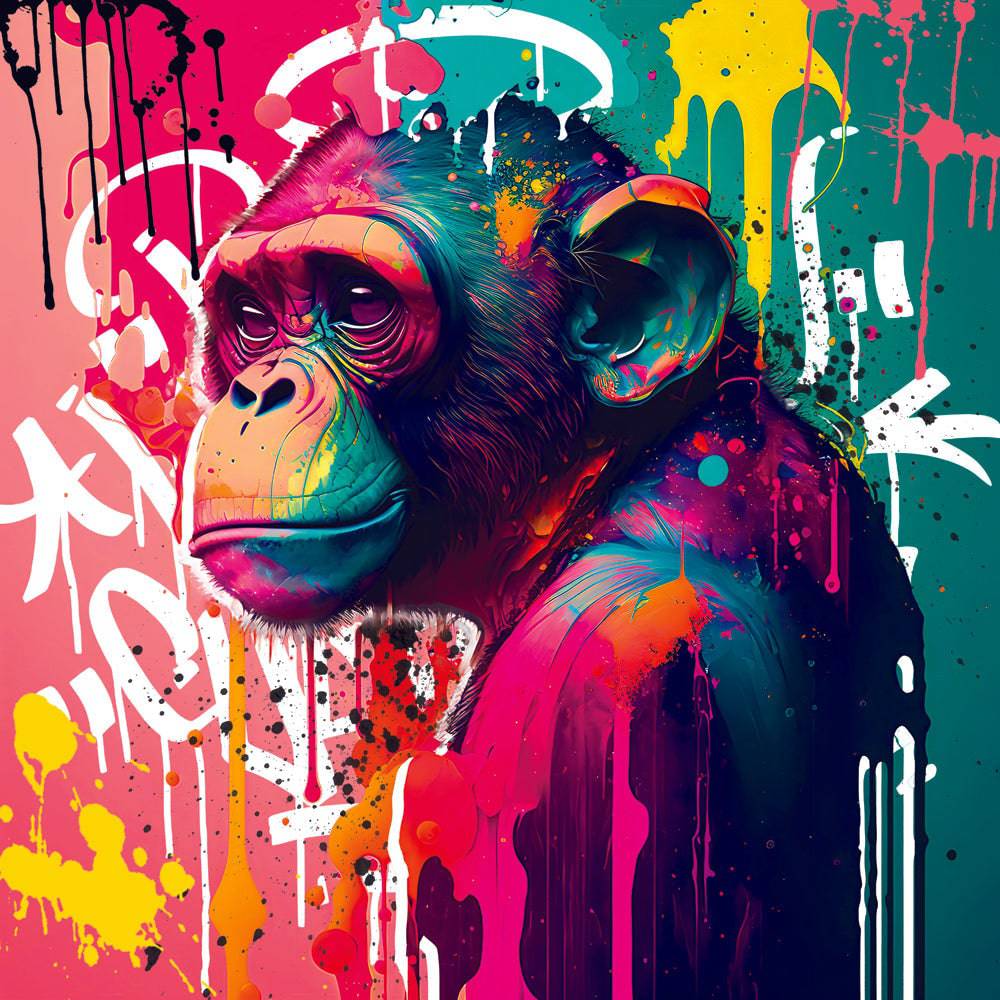 Tableau Singe - Pop Art - Art Mural Moderne - Cadre Déco - Fabulartz.fr