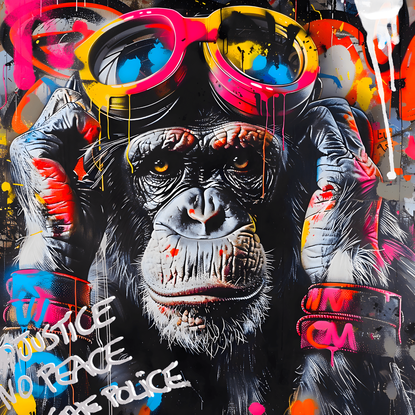 Tableau Singe Street Art Pop | Décoration Murale Moderne et Colorée - Fabulartz.fr