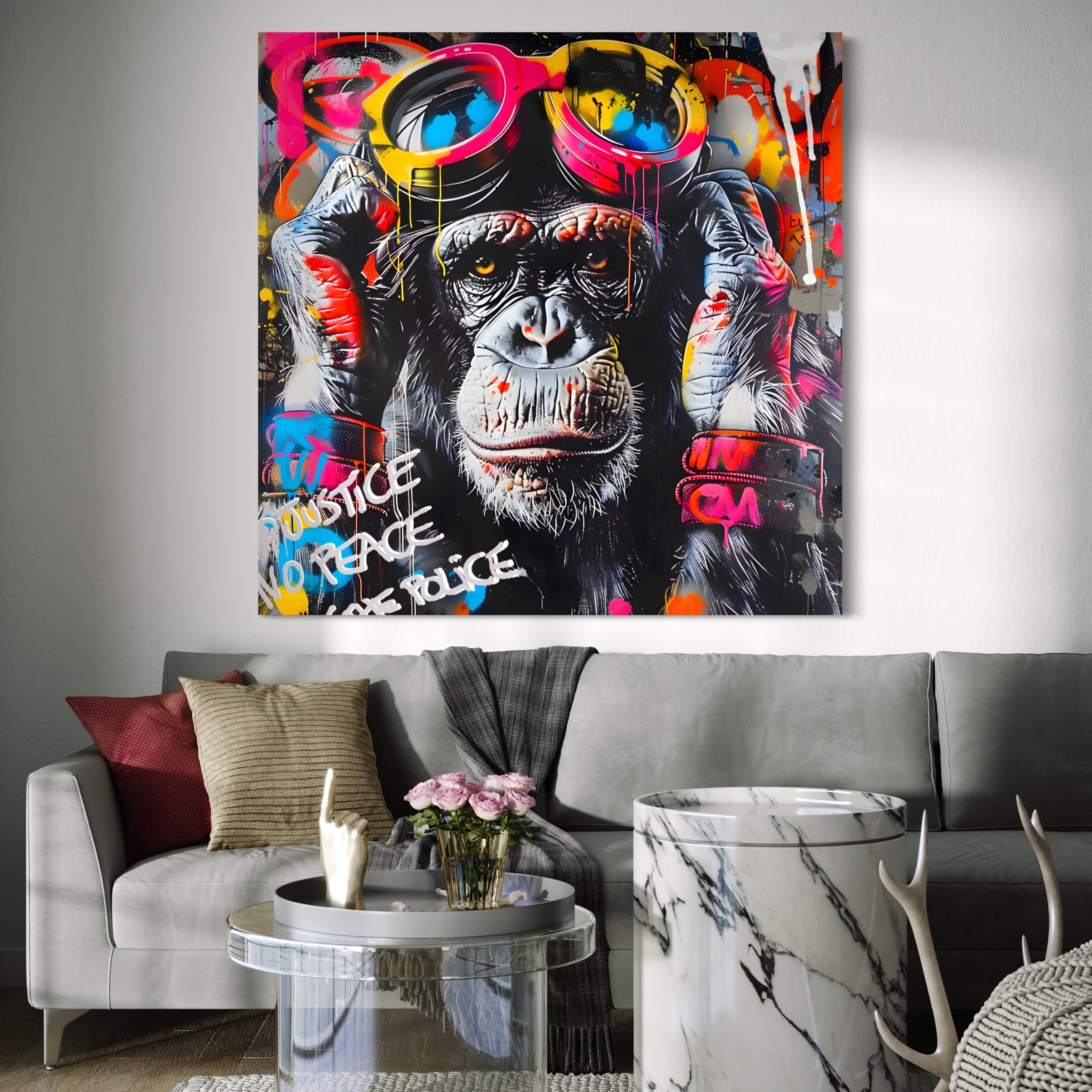 Tableau Singe Street Art Pop | Décoration Murale Moderne et Colorée - Fabulartz.fr