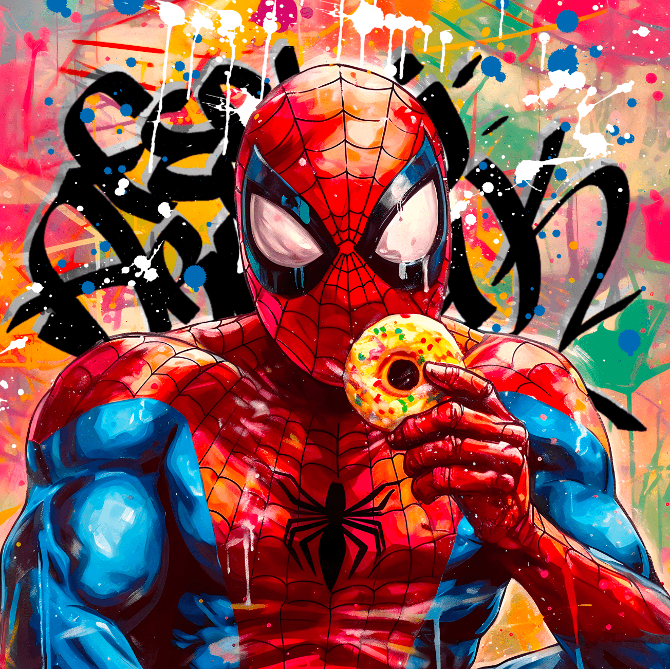 Tableau Spiderman Donut - Décoration Murale Unique - Fabulartz.fr
