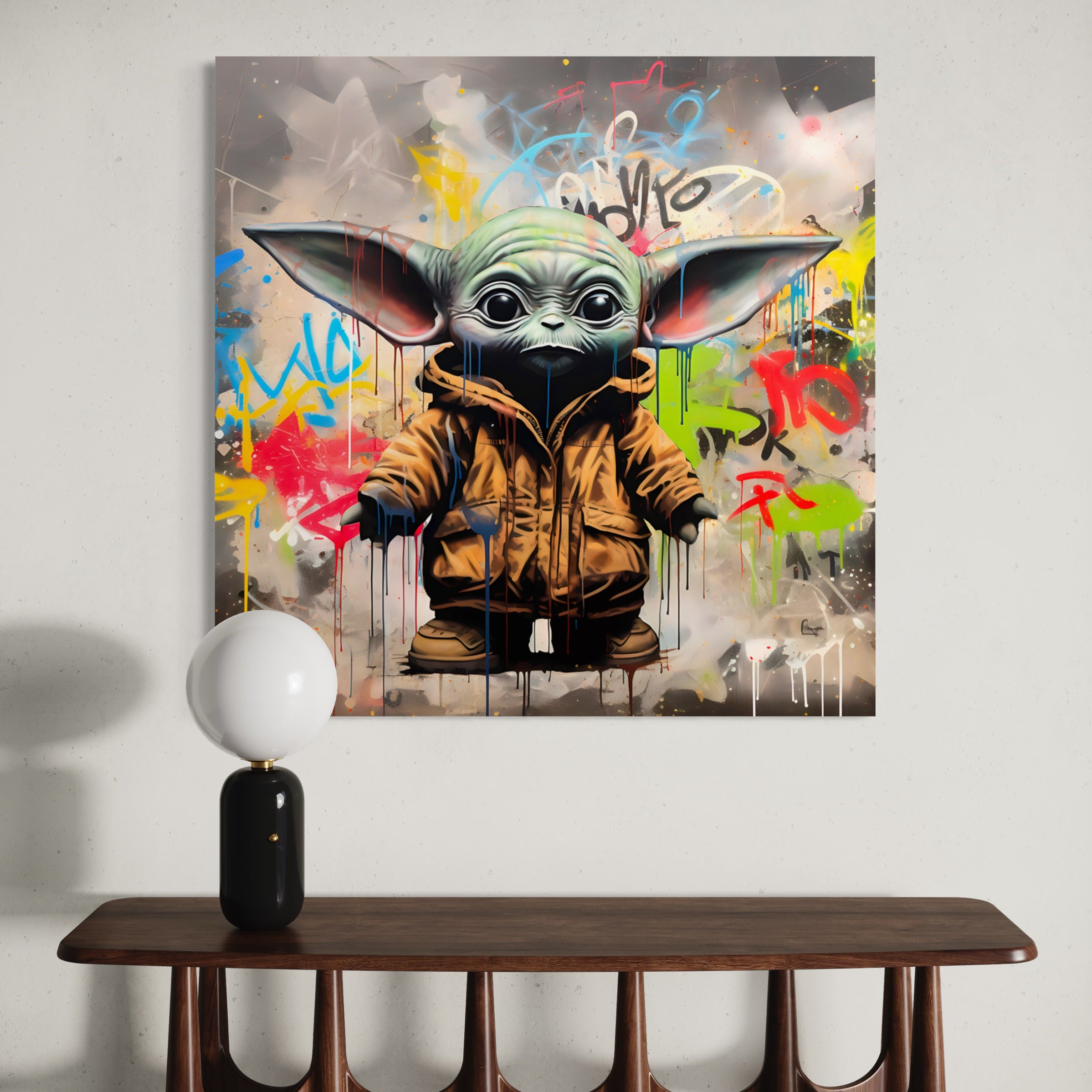 Tableau Star Wars - Baby Yoda Graffiti - Décoration Murale Moderne - Fabulartz.fr