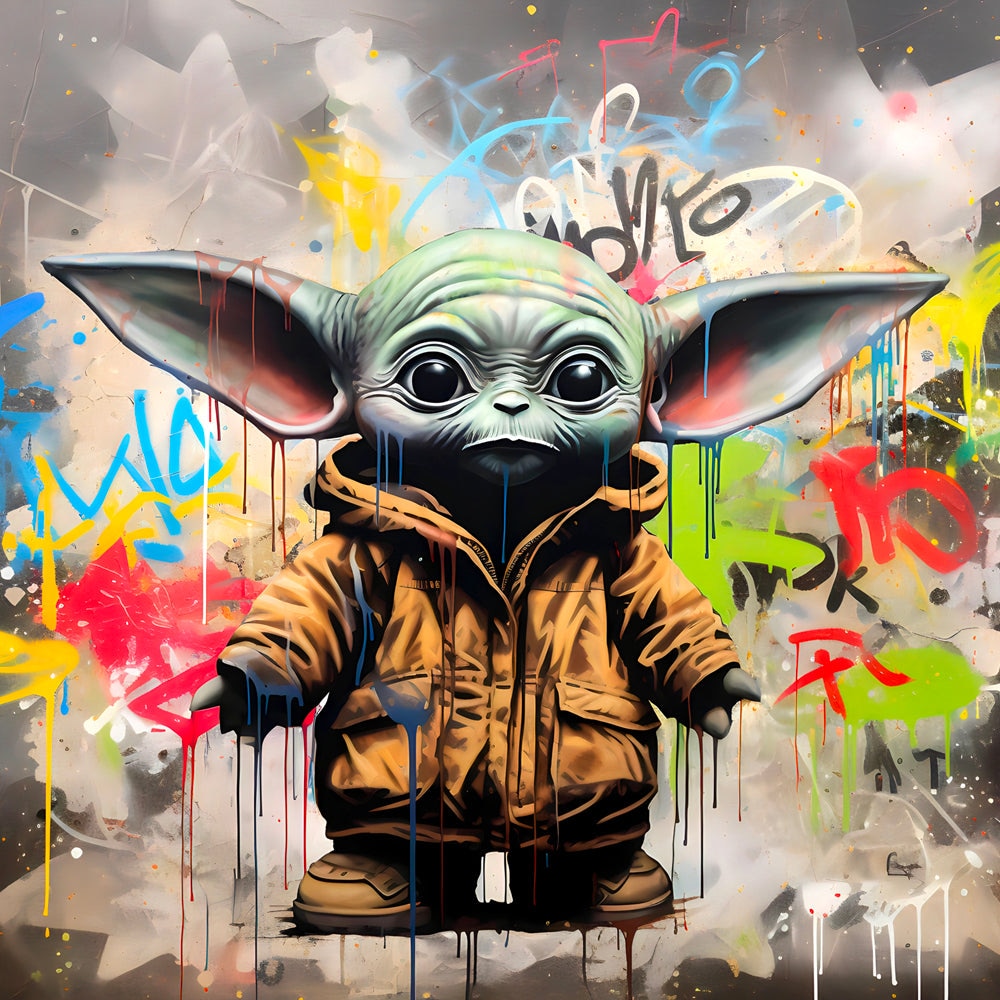 Tableau Star Wars - Baby Yoda Graffiti - Décoration Murale Moderne - Fabulartz.fr