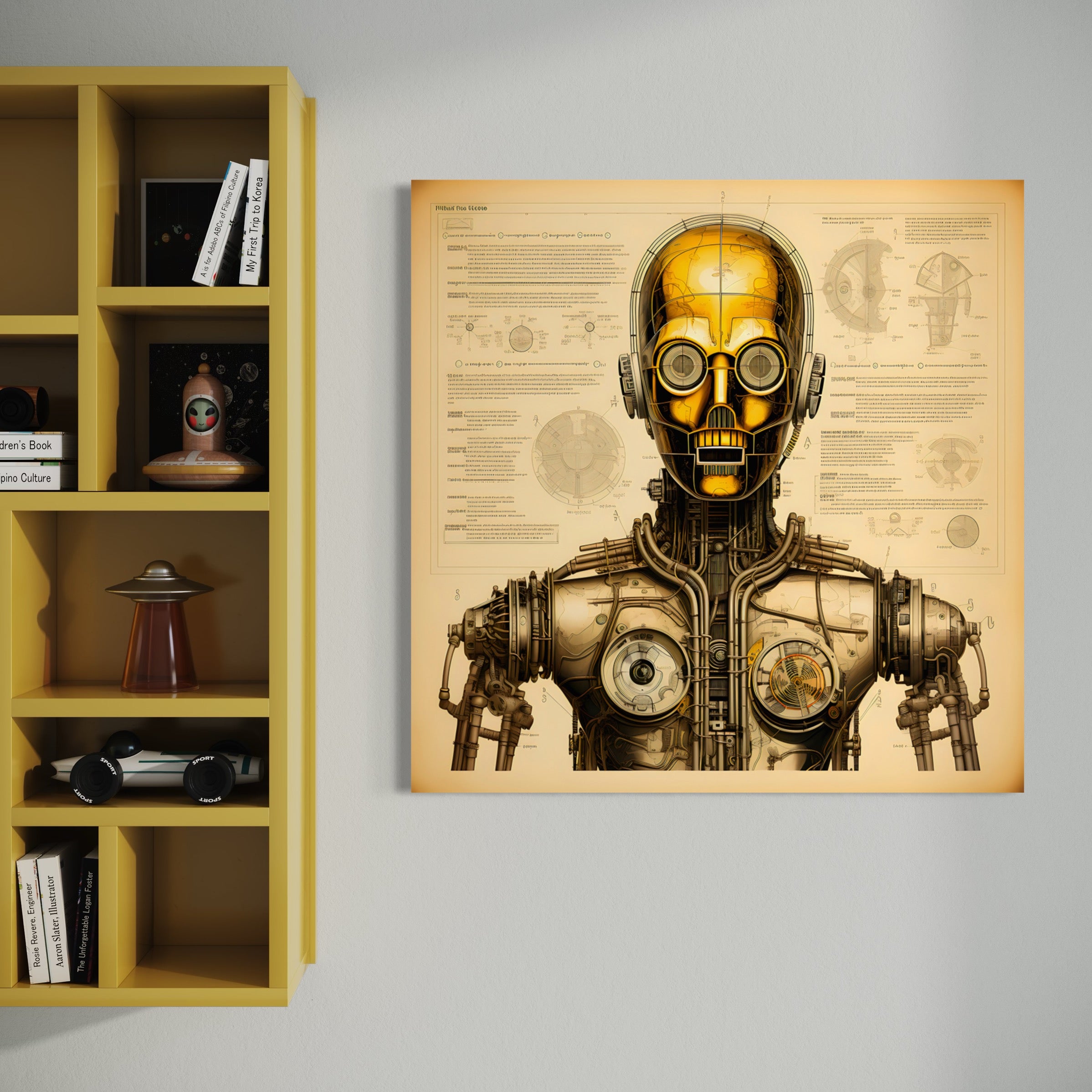 Tableau Star Wars - C-3PO Détails Techniques - Décoration Murale Design - Fabulartz.fr