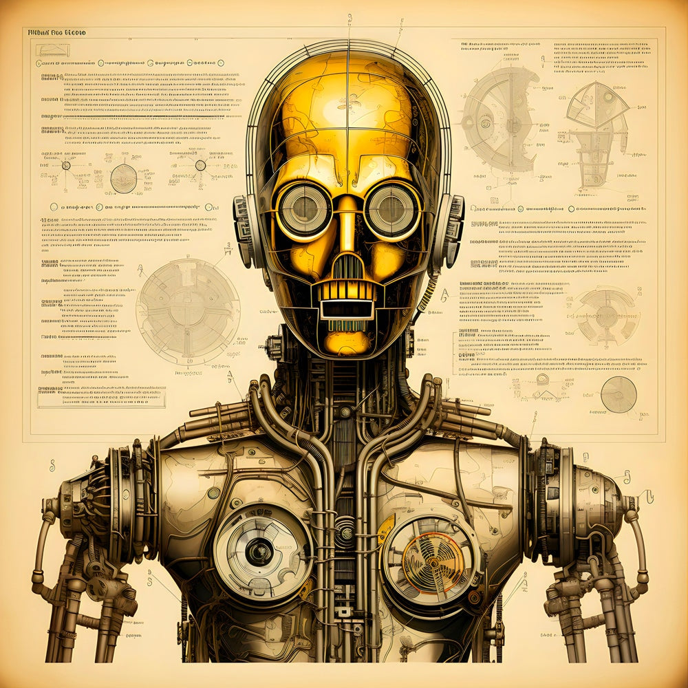 Tableau Star Wars - C-3PO Détails Techniques - Décoration Murale Design - Fabulartz.fr