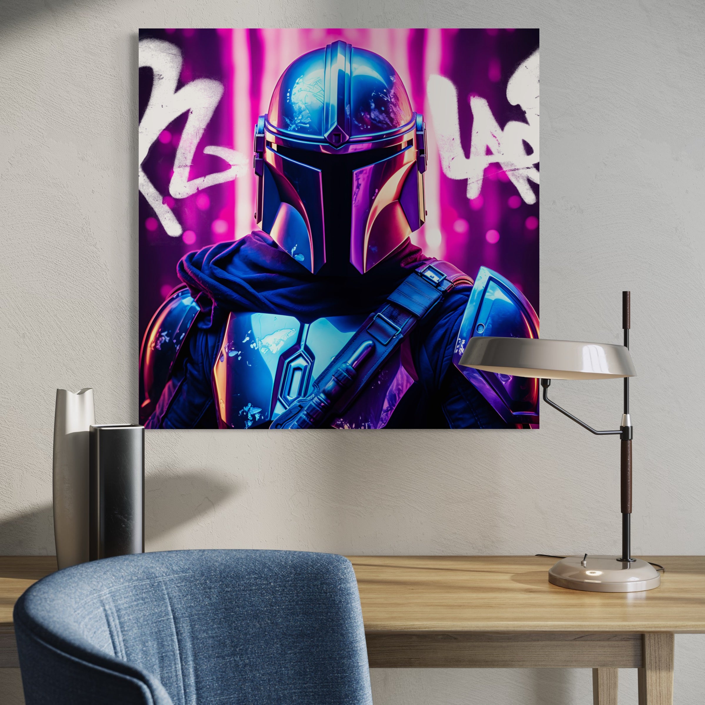 Tableau Star Wars - Mandalorien Néon - Décoration Murale Design - Fabulartz.fr