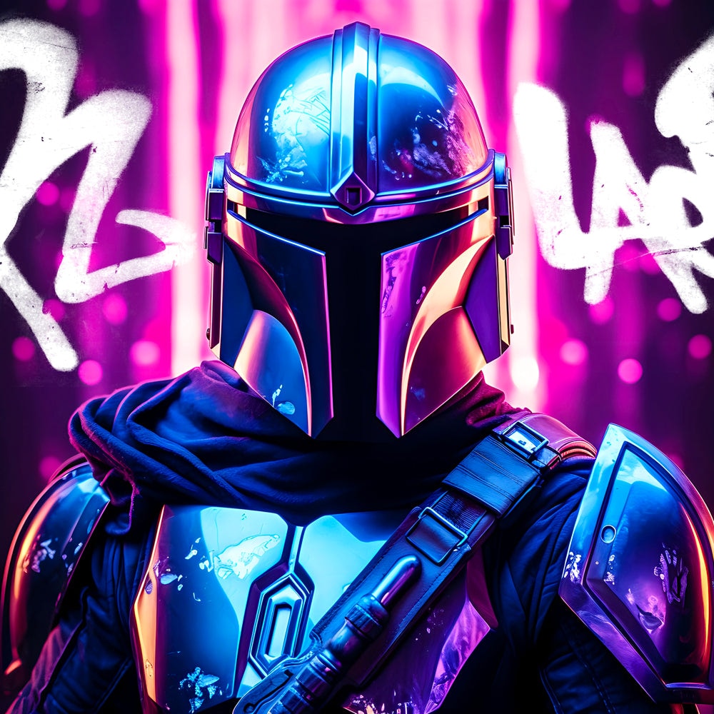 Tableau Star Wars - Mandalorien Néon - Décoration Murale Design - Fabulartz.fr