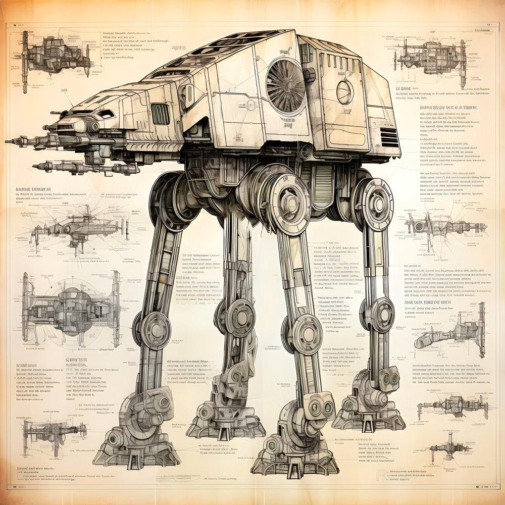 Tableau Star Wars - Plan AT-AT - Décoration Murale Technique - Fabulartz.fr