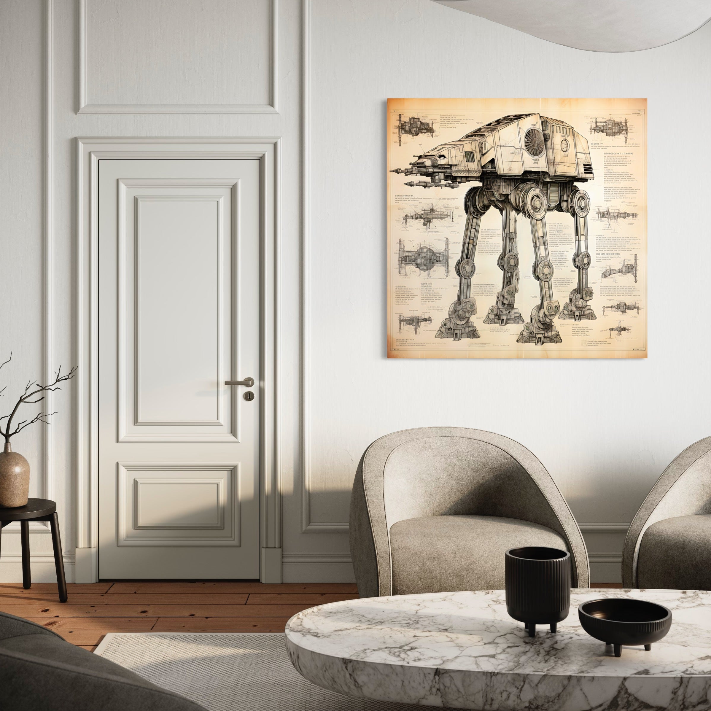 Tableau Star Wars - Plan AT-AT - Décoration Murale Technique - Fabulartz.fr