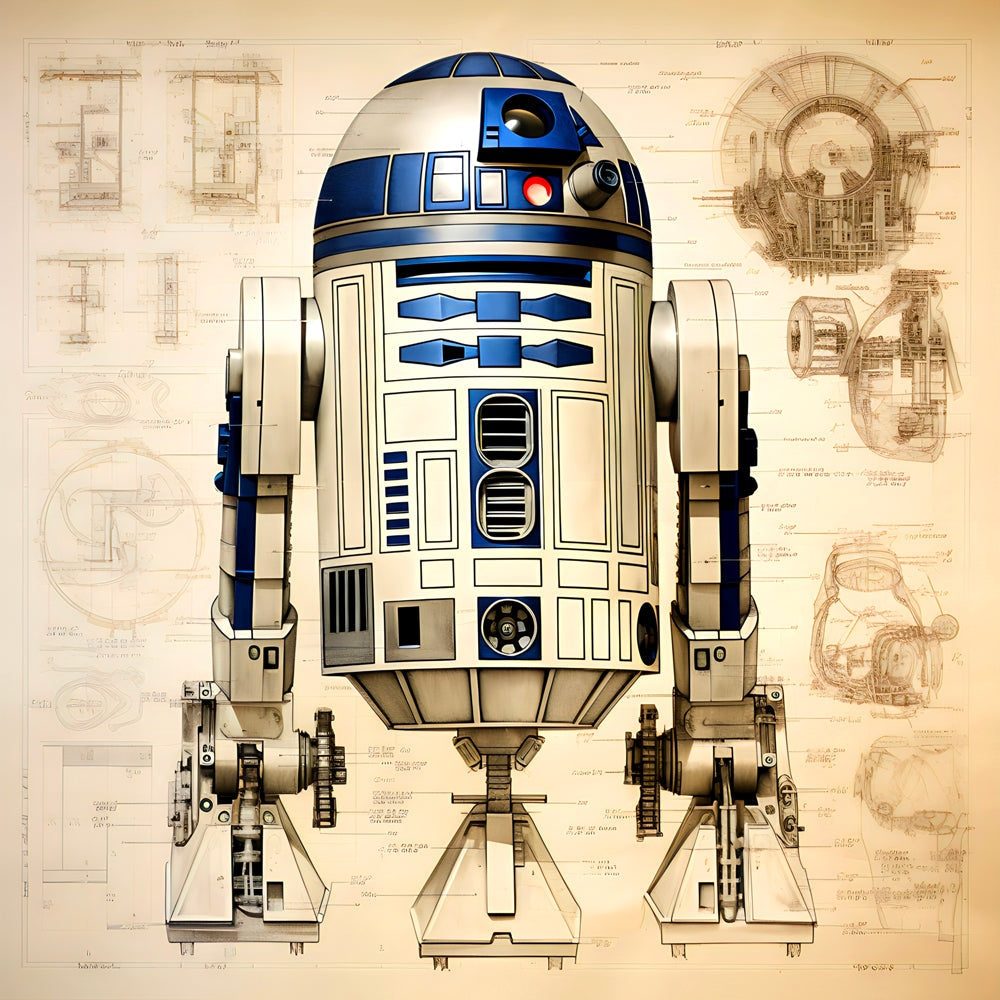 Tableau Star Wars - Plan R2-D2 - Décoration Murale Élégante - Fabulartz.fr