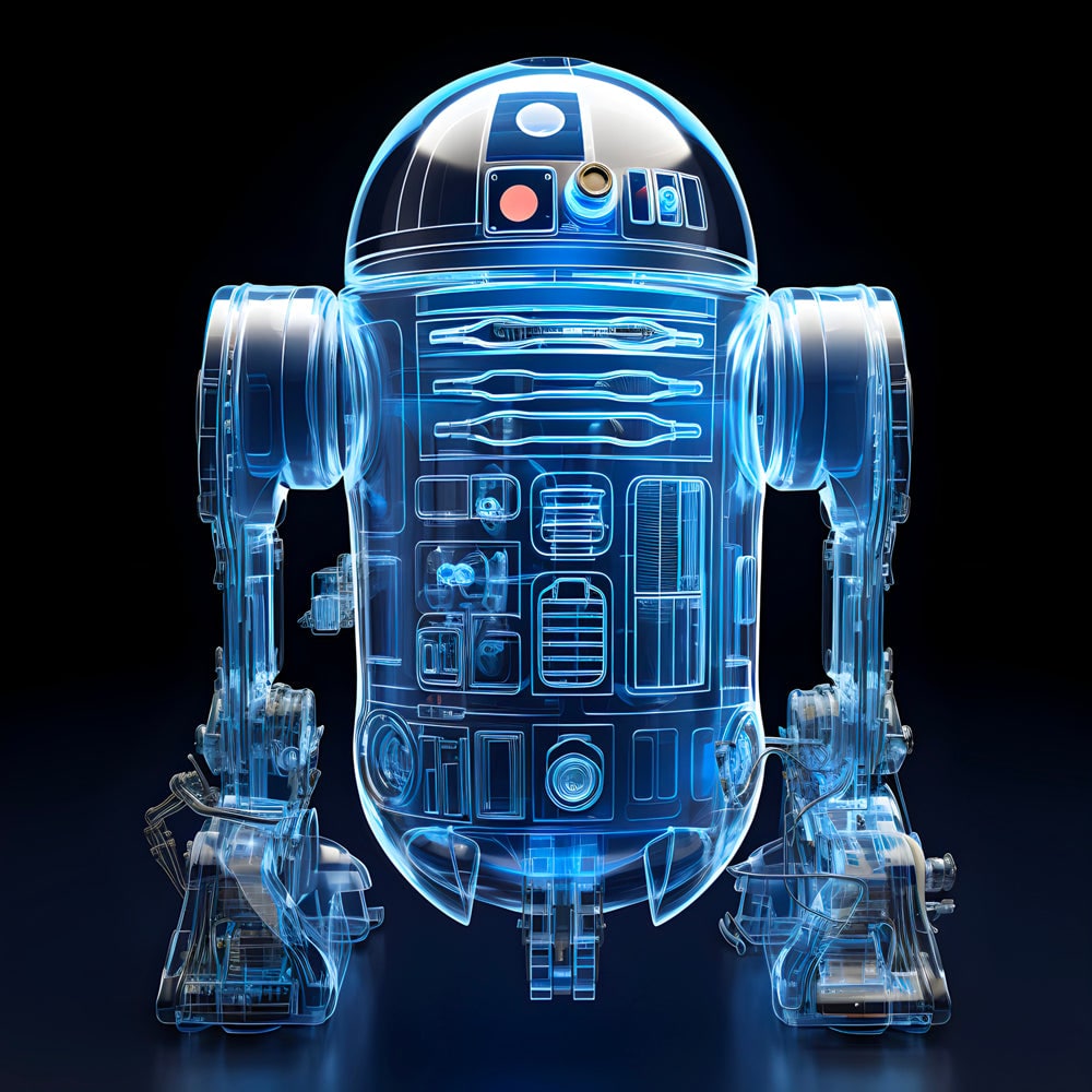 Tableau Star Wars - R2-D2 Holographique - Décoration Murale Futuriste - Fabulartz.fr